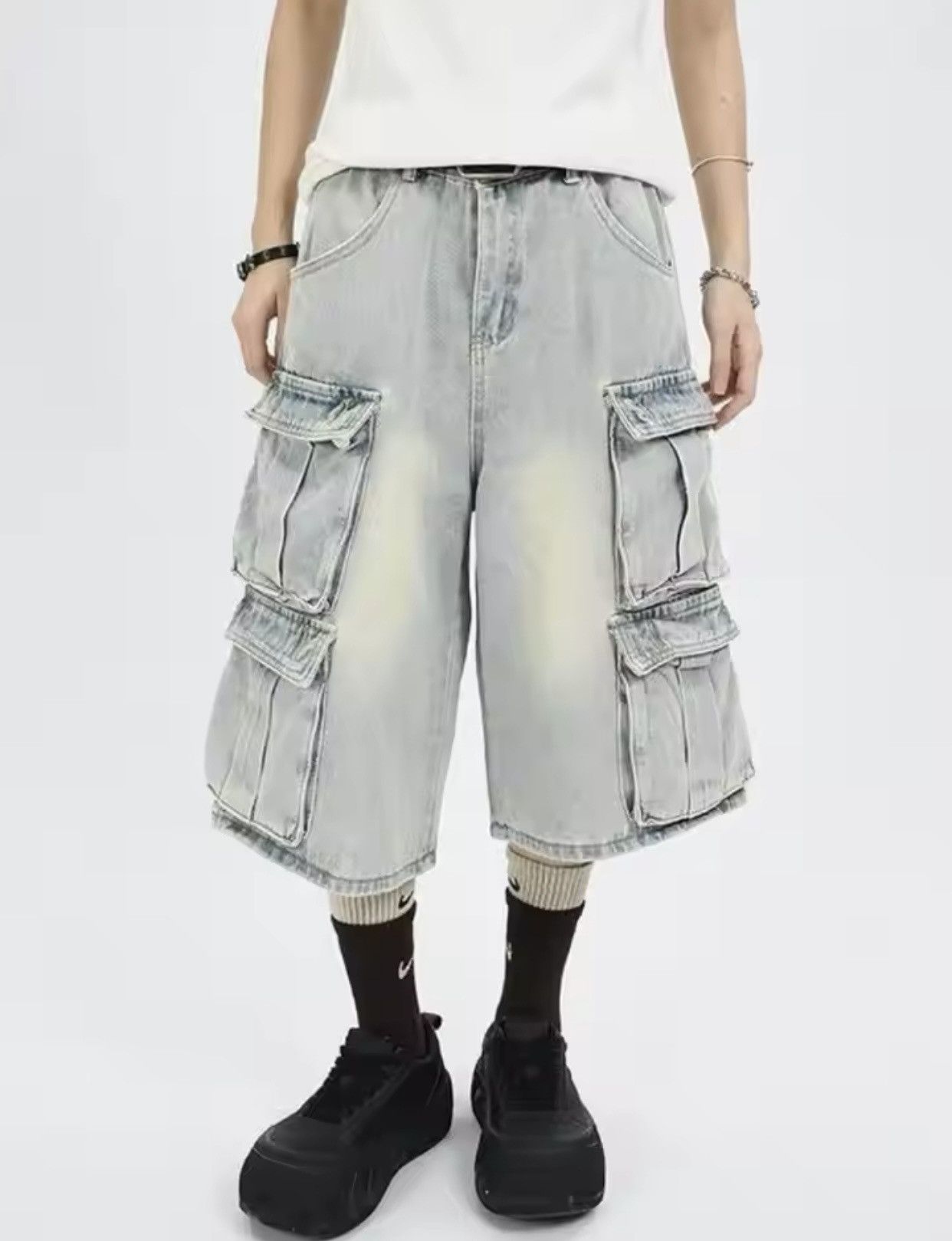 Jean × Vintage American Style Multi Pocket Denim Shorts Size US 27 - 2 Thumbnail