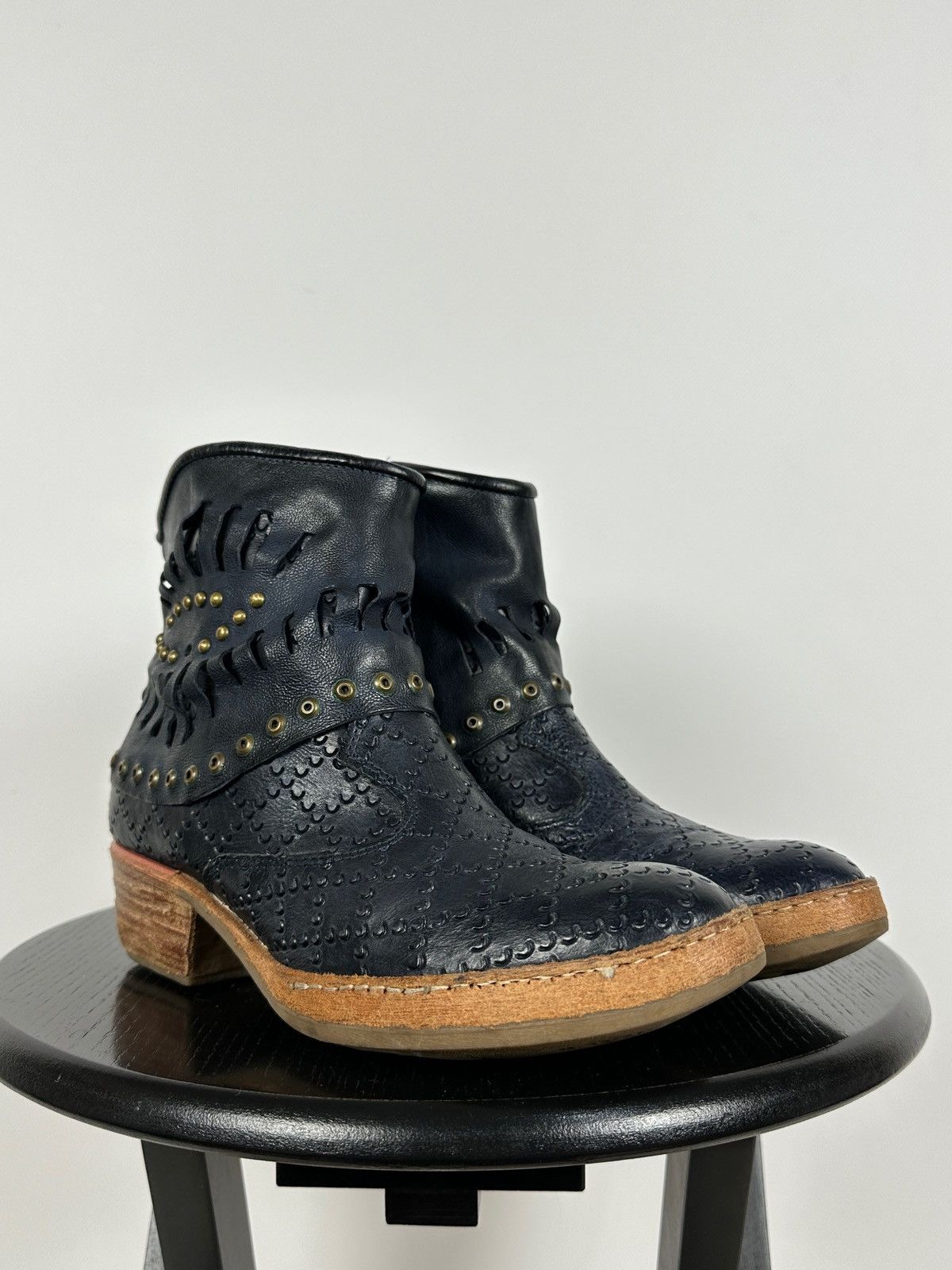 A.S.98 A.S.98. Airstep Leather Ankle Biker Studded Boots Size US 8 / IT 38 - 11 Thumbnail