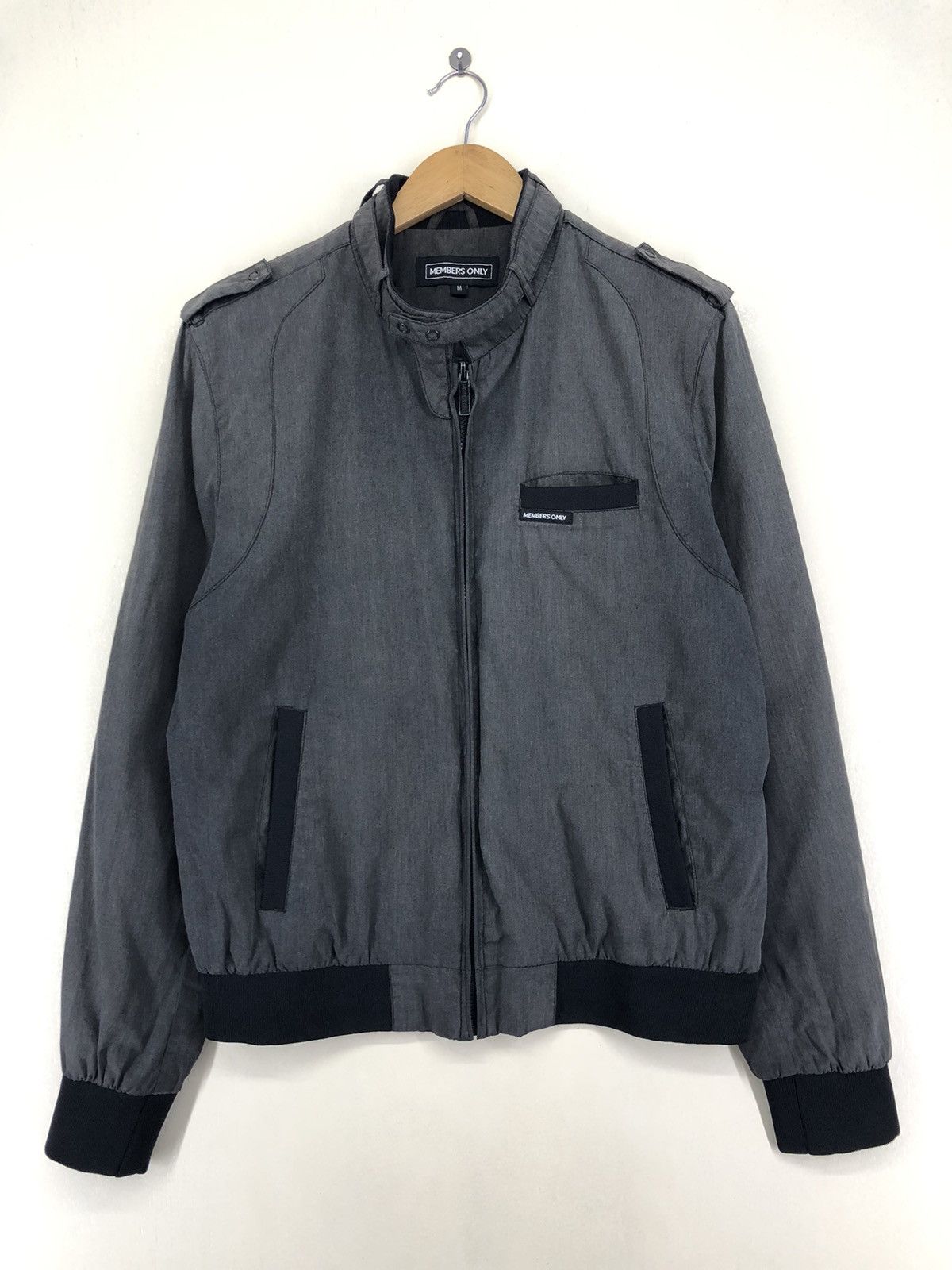 image of Members Only Faded Grey Racer Jacket, Men's (Size Medium)
