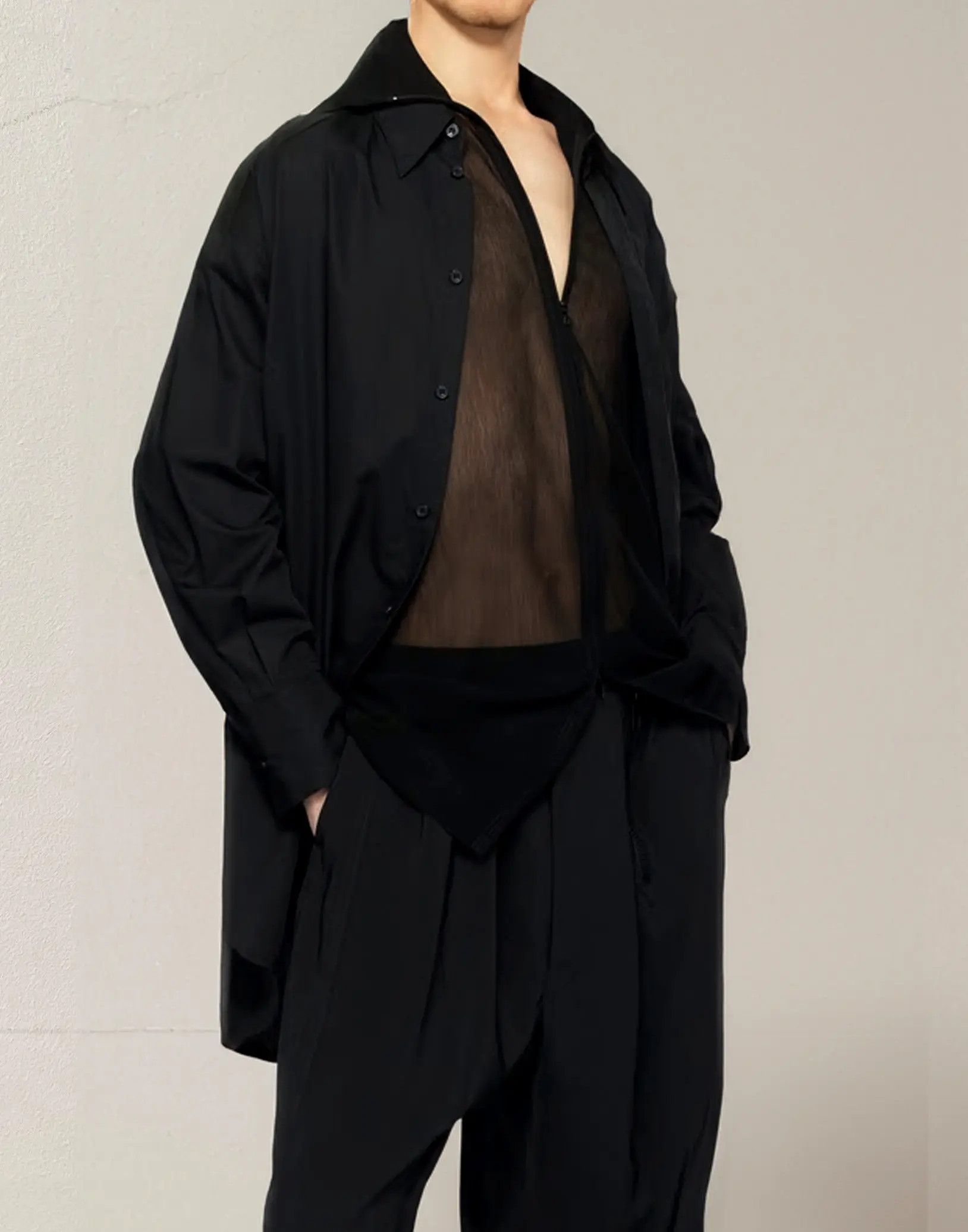 Y's Black Double Layered Shirt Size US M / EU 48-50 / 2 - 1 Thumbnail