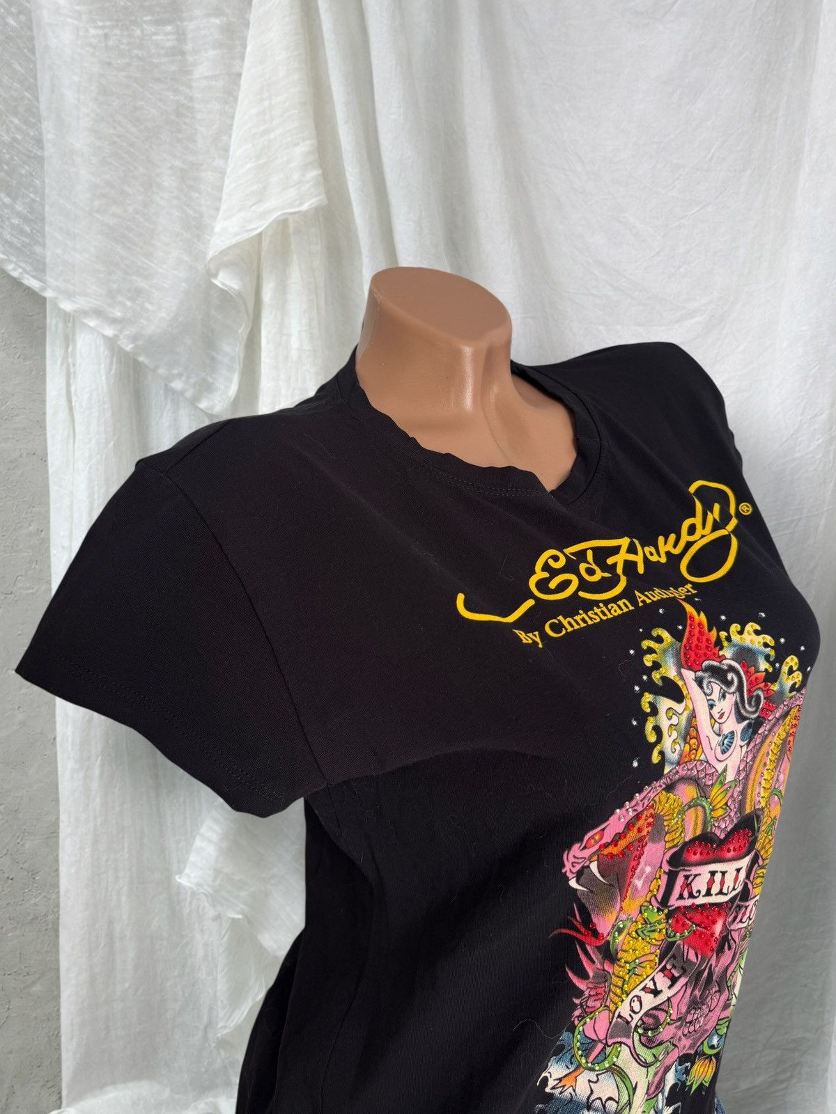 Ed Hardy Ed Hardy by Christian Audigier Y2K Rhinestones T-Shirt Size L / US 10 / IT 46 - 3 Thumbnail