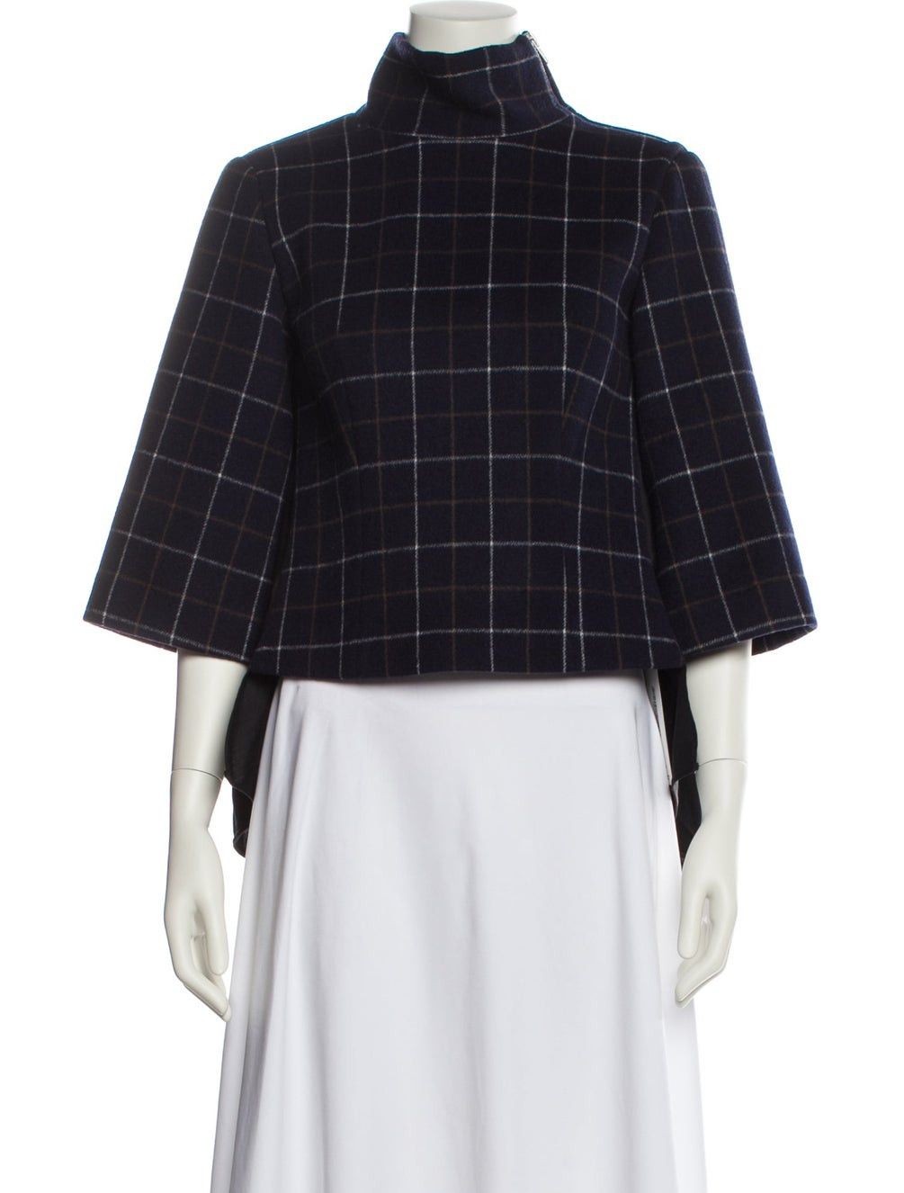 Sacai o1tko10526 L/S back-lace Check Tunic Top in Multicolor Size L / US 10 / IT 46 - 2 Thumbnail