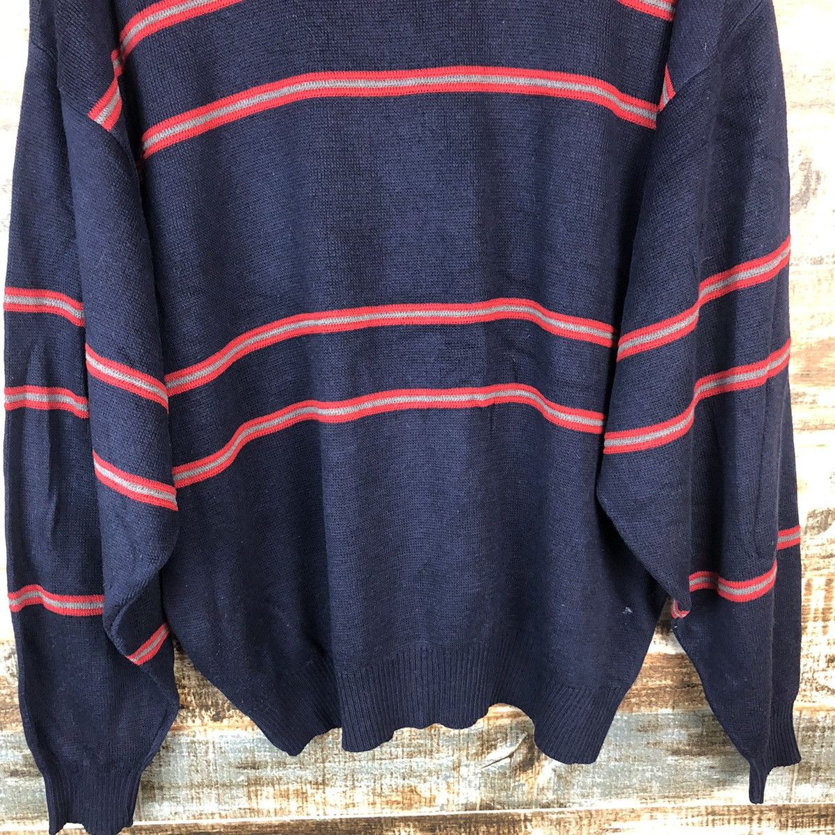 Homespun Knitwear × Japanese Brand US Pengolf Dark Blue Stripe Knitwear #A2061 Size US L / EU 52-54 / 3 - 17 Thumbnail