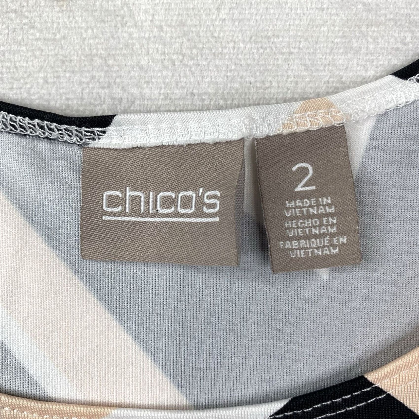 Vintage Chico's Tank Top Womens L Peach Black White Nylon Scoop Neck Stretch Tank Size L / US 10 / IT 46 - 3 Thumbnail