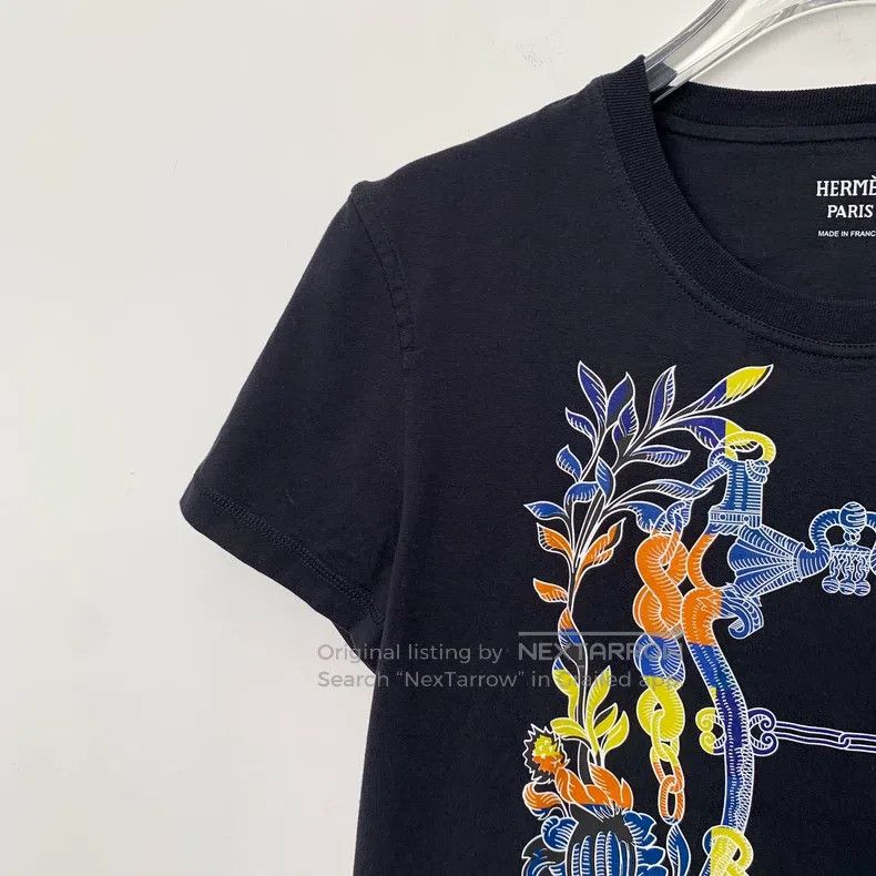 Hermes Hermes Black Lock扣Floral Print Cotton Round Collar Short S Size S / US 4 / IT 40 - 3 Thumbnail