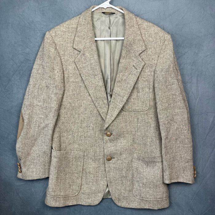 Farah Vintage Farah 100% Wool Grandpa Blazer Tweed Twill 40R S-03 | Grailed