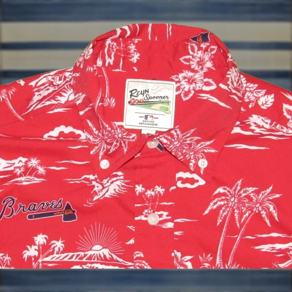 Reyn Spooner REYN SPOONER Atlanta Braves Short Sleeve Button Down Shirt Small Size US S / EU 44-46 / 1 - 1 Thumbnail