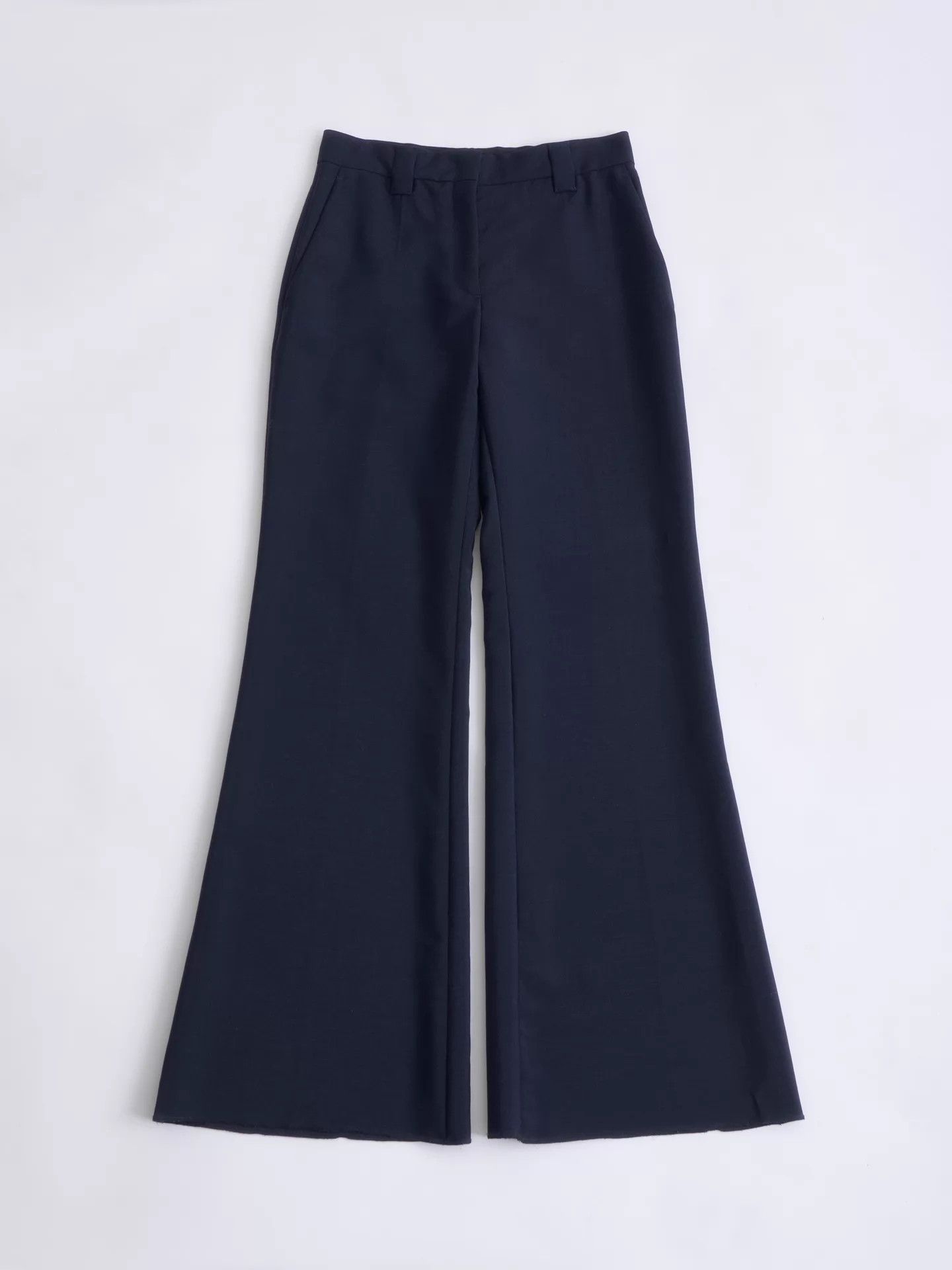 Prada PRADA Navy Mohair High-Waist Flared Trousers Size 26" / US 2 / IT 38 - 7 Thumbnail