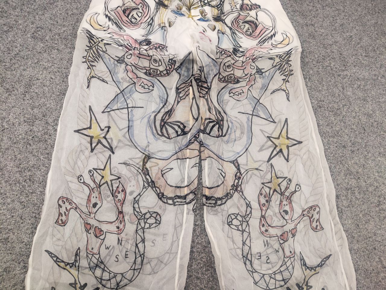 Burberry Rare Burberry By Marine Sketch Print Layered Silk Pants Size US 32 / EU 48 - 5 Thumbnail