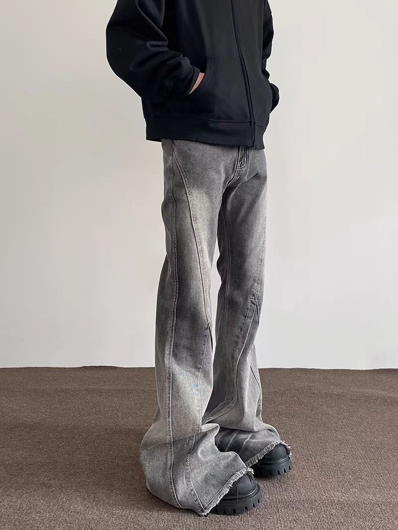 Japanese Brand × Jean High Street Raw Hem Straight Leg Micro Flare Jeans Size US 31 - 1 Thumbnail
