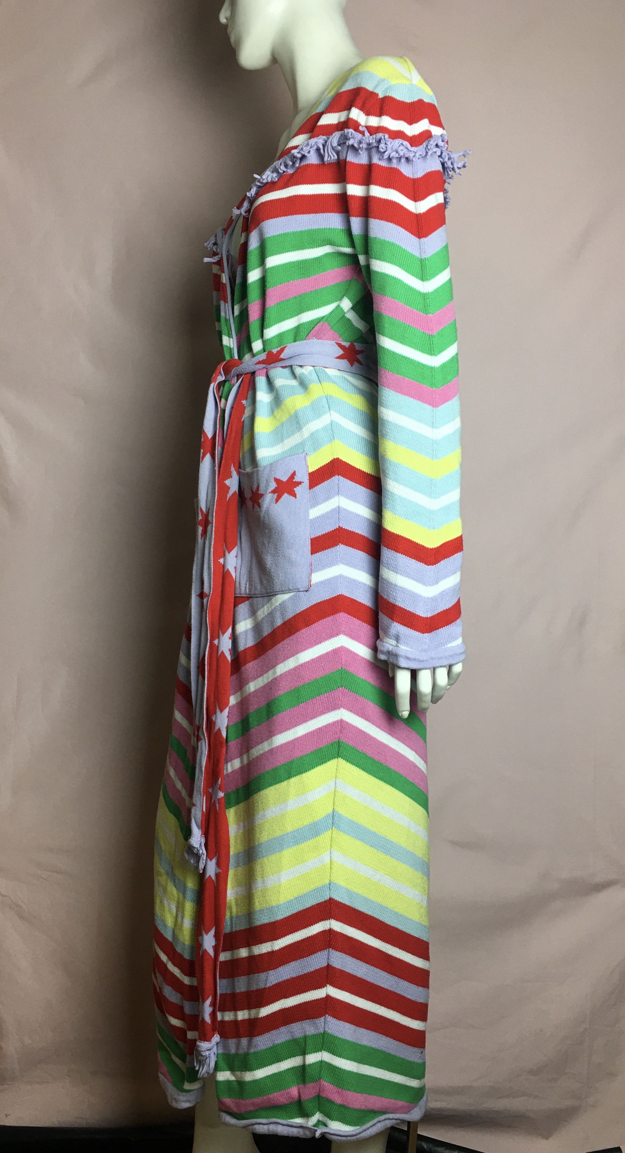 Japanese Brand Hayley Menzies Jacquard Candy Cane Long Cotton Cardigan Size M / US 6-8 / IT 42-44 - 4 Thumbnail