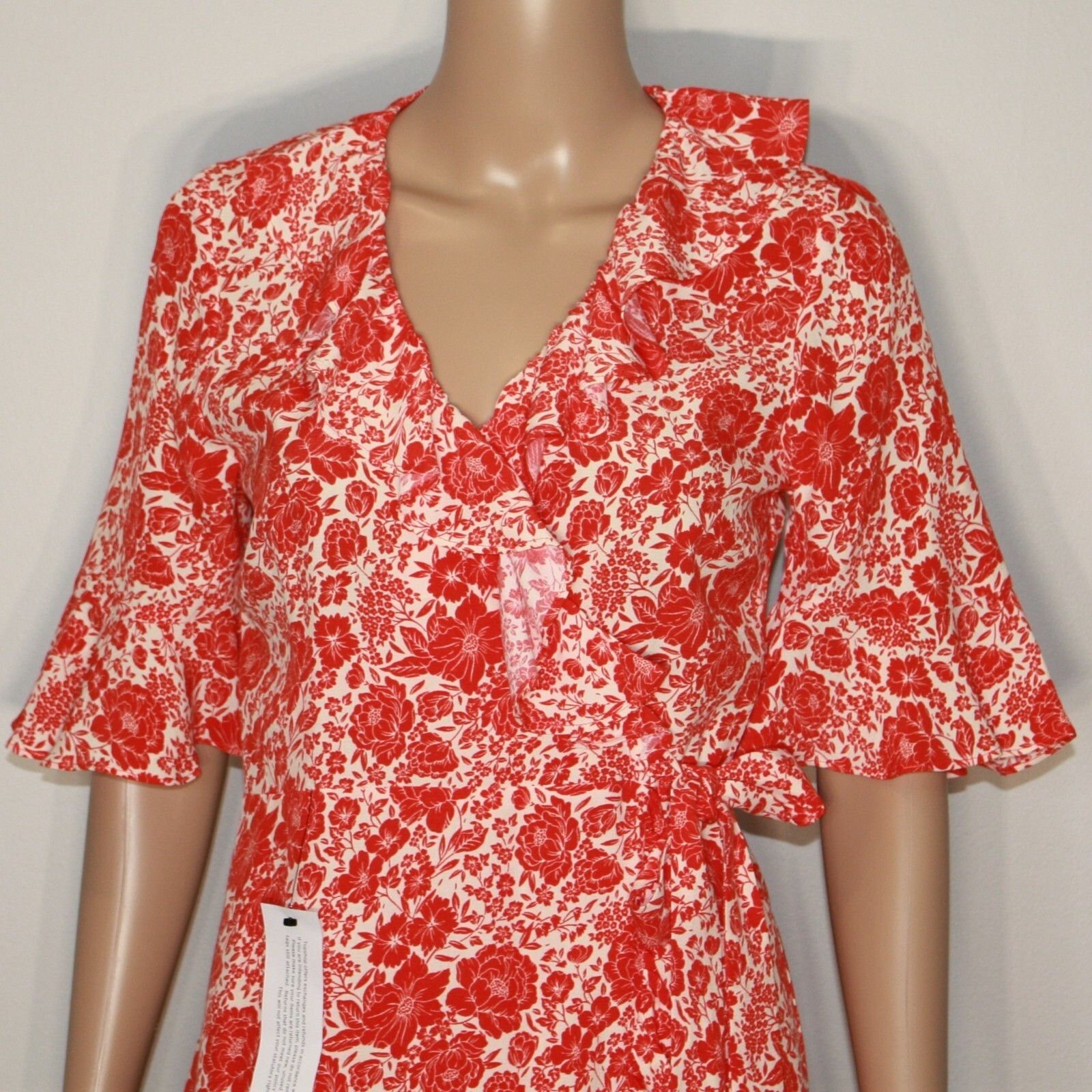 Topshop Floral Print Ruffle Wrap Mini Dress in Petite US 2 NWT $75 Size XS / US 0-2 / IT 36-38 - 16 Thumbnail
