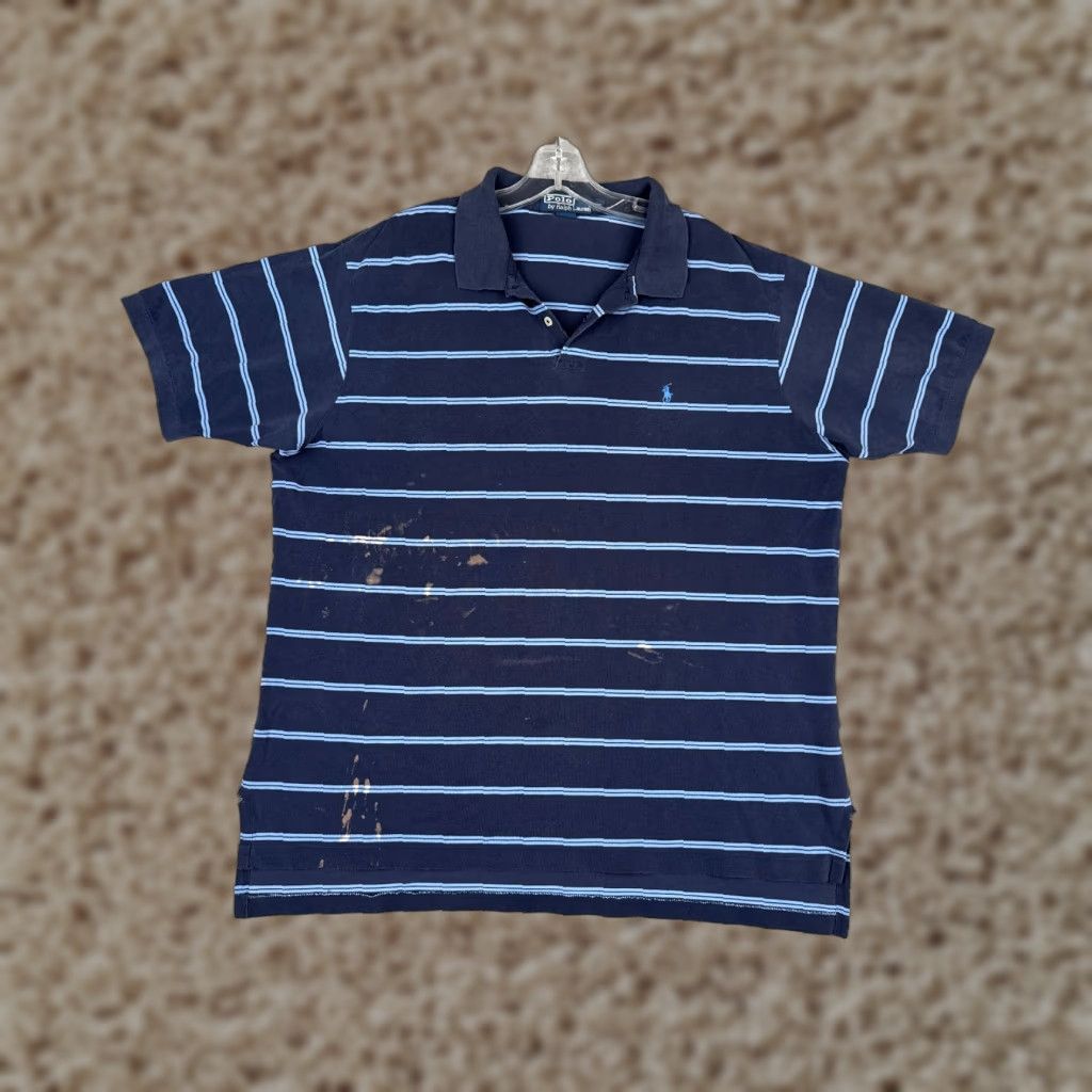 Ralph Lauren VINTAGE Polo Ralph Lauren Polo Shirt Men 2XL Blue 100% Cotton Slim Striped Polo Shirt Mens Size US XXL / EU 58 / 5 - 1 Thumbnail