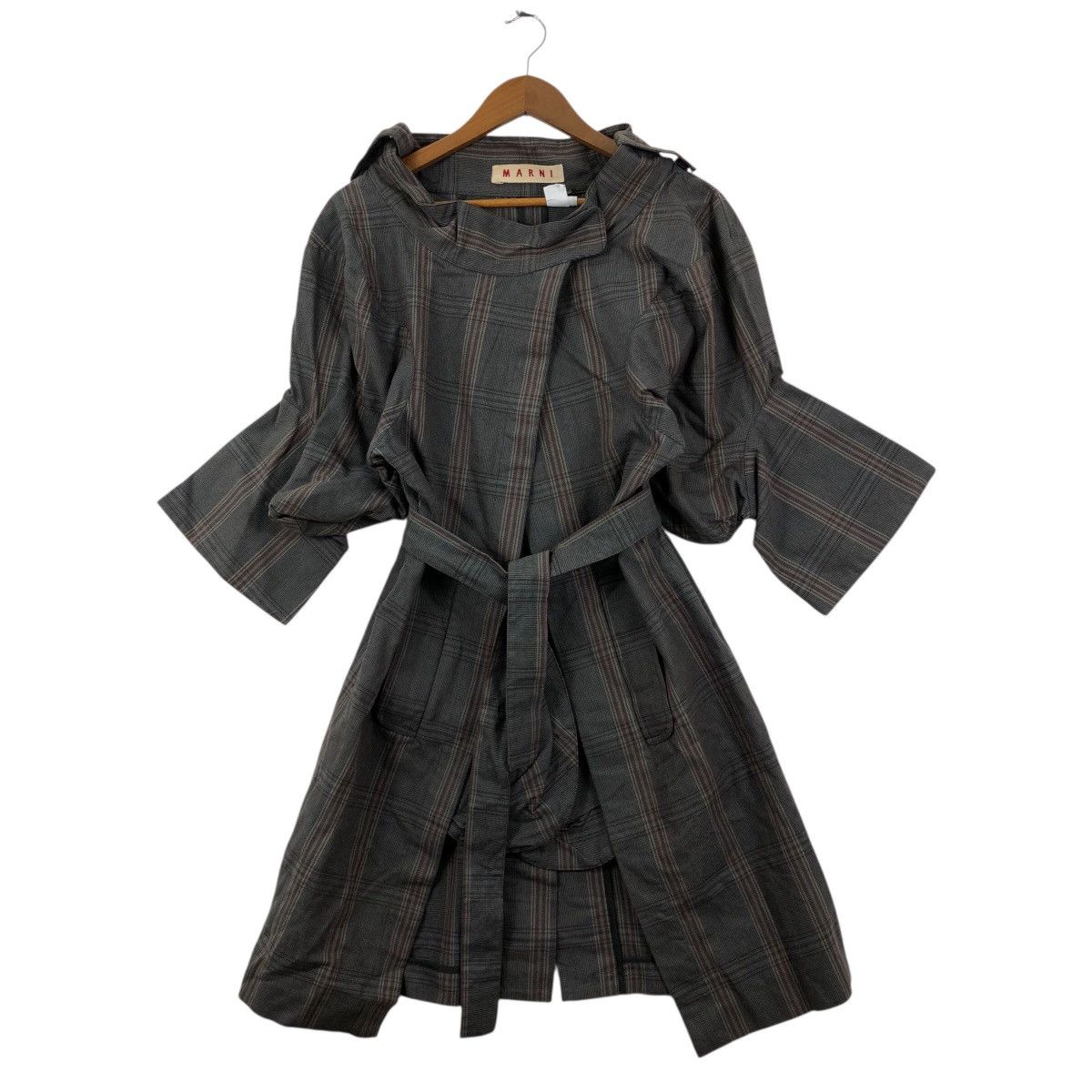 Marni Archival Marni Plaid Puffed Sleeve Belted Trench Coat IT 40 Size S / US 4 / IT 40 - 1 Thumbnail
