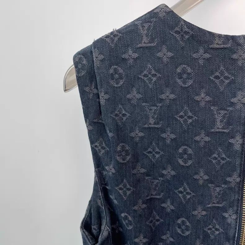 Louis Vuitton Louis Vuitton Blue patchwork full print denim dress Size XXS / US 00 / IT 34 - 4 Thumbnail