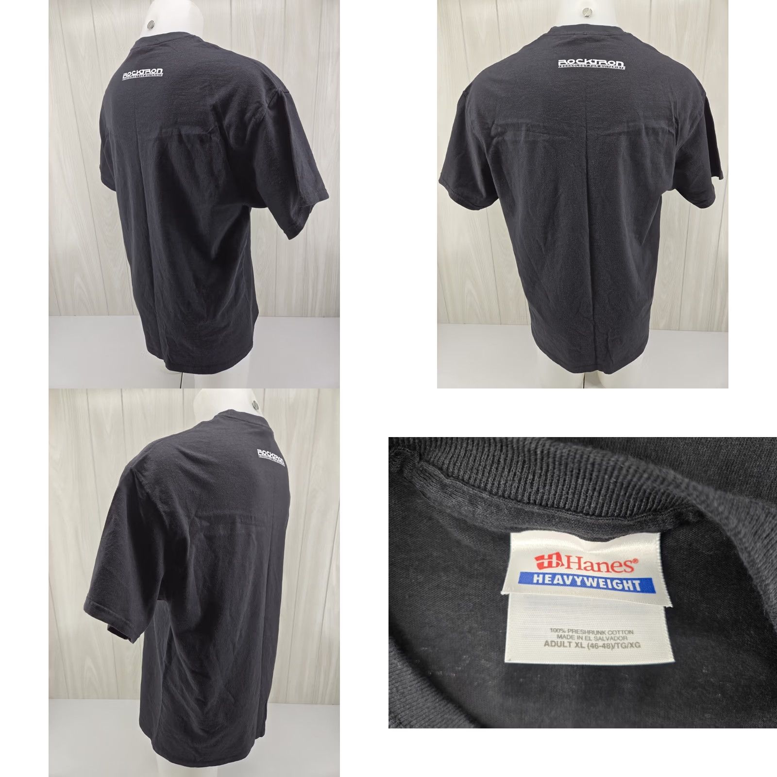 Hanes ROCKTRON Promo T Shirt Black XL Men Short Sleeve Graphic Print Hanes Cotton Shirt Mens XL Black Rocktron Promo T-Shirt Size US XL / EU 56 / 4 - 8 Thumbnail