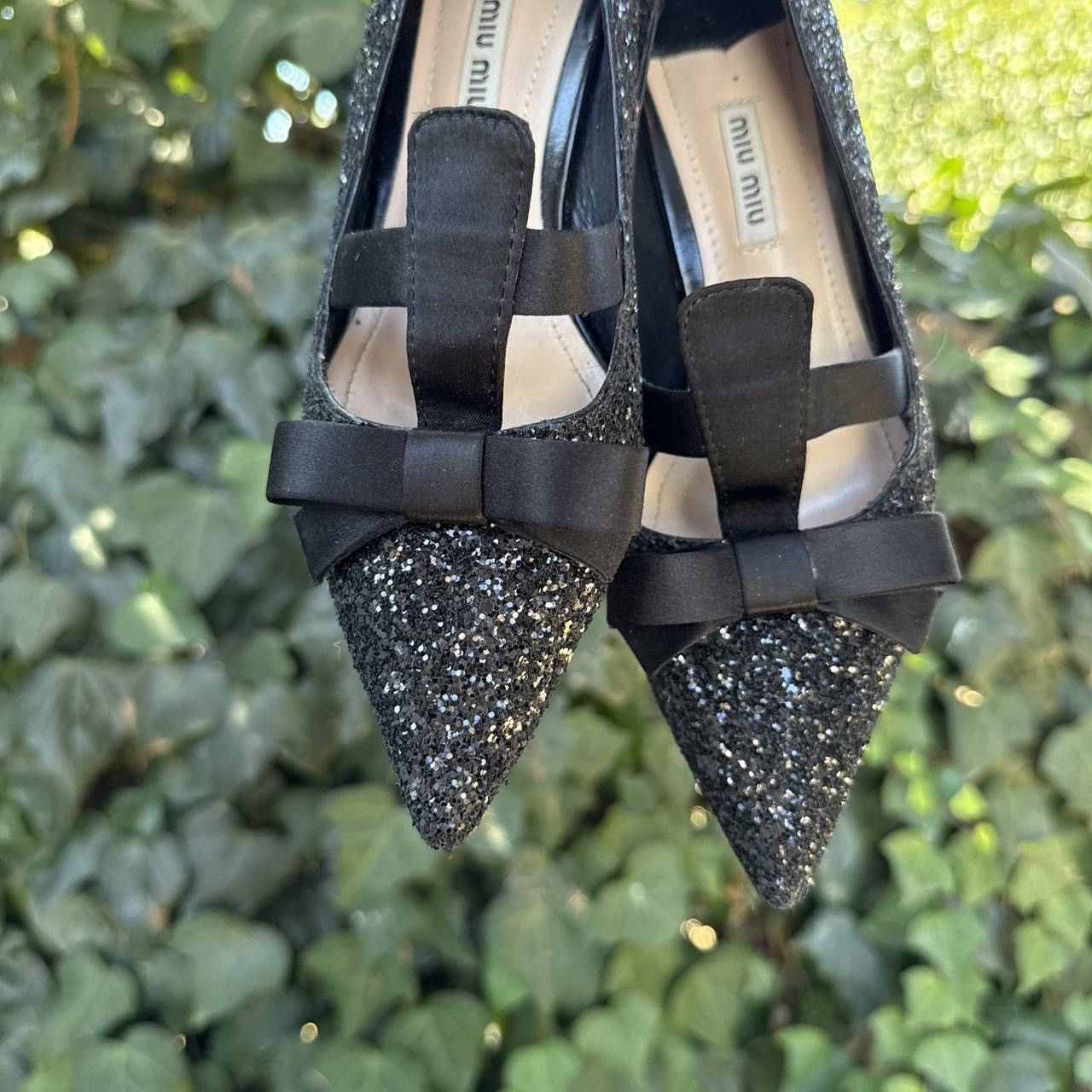 Miu Miu Miu Miu black sparkly bow heels Size US 6 / IT 36 - 1 Thumbnail