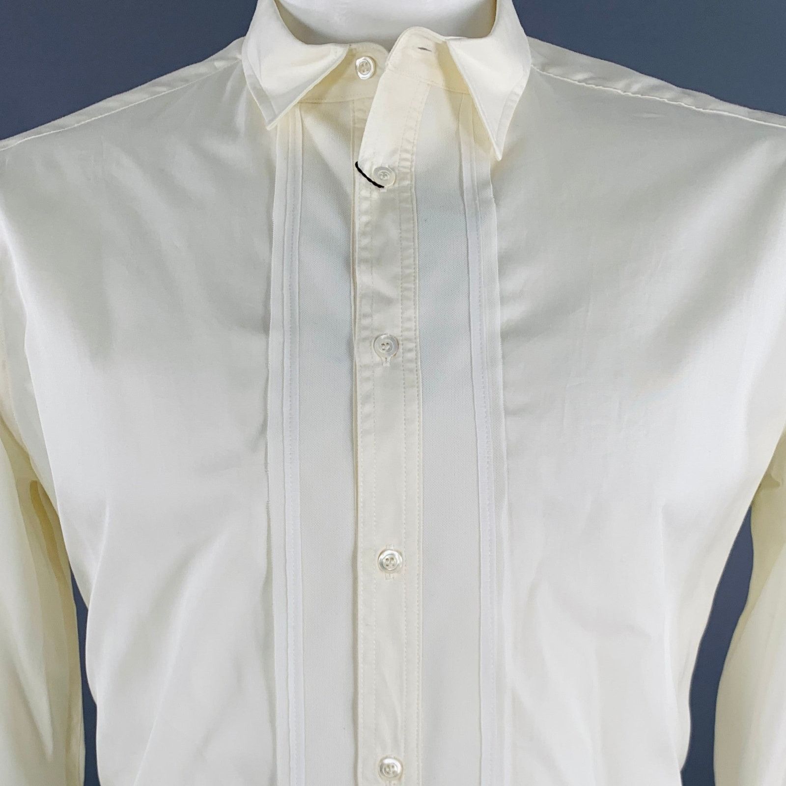 Tom Rebl TOM REBL L Beige Cotton Blend Button Up Long Sleeve Shirt Size US L / EU 52-54 / 3 - 2 Thumbnail