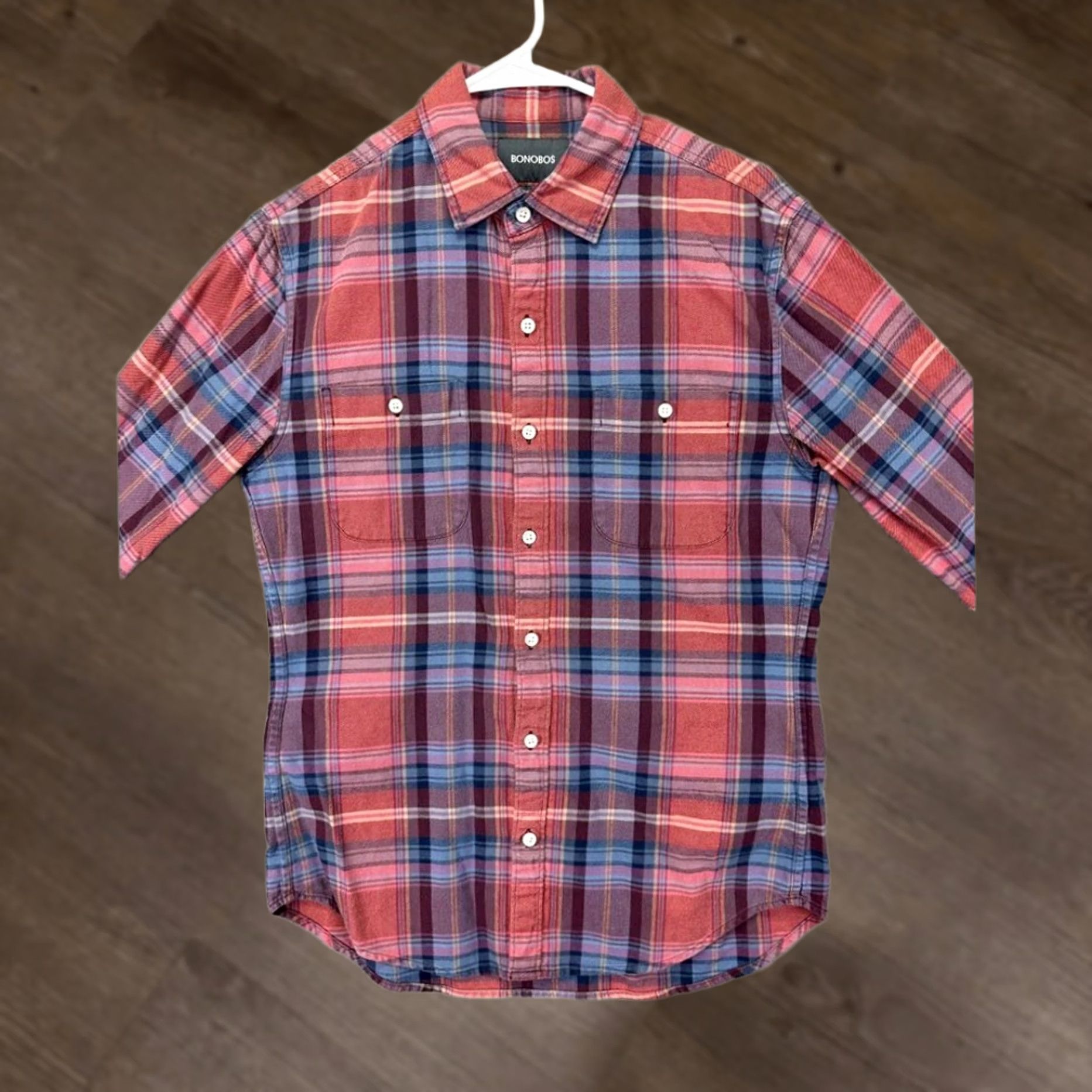 Bonobos Bonobos Shirt Adult Medium Red Plaid Tailored Slim Fit Button Up 100% Cotton Men Size US M / EU 48-50 / 2 - 1 Thumbnail