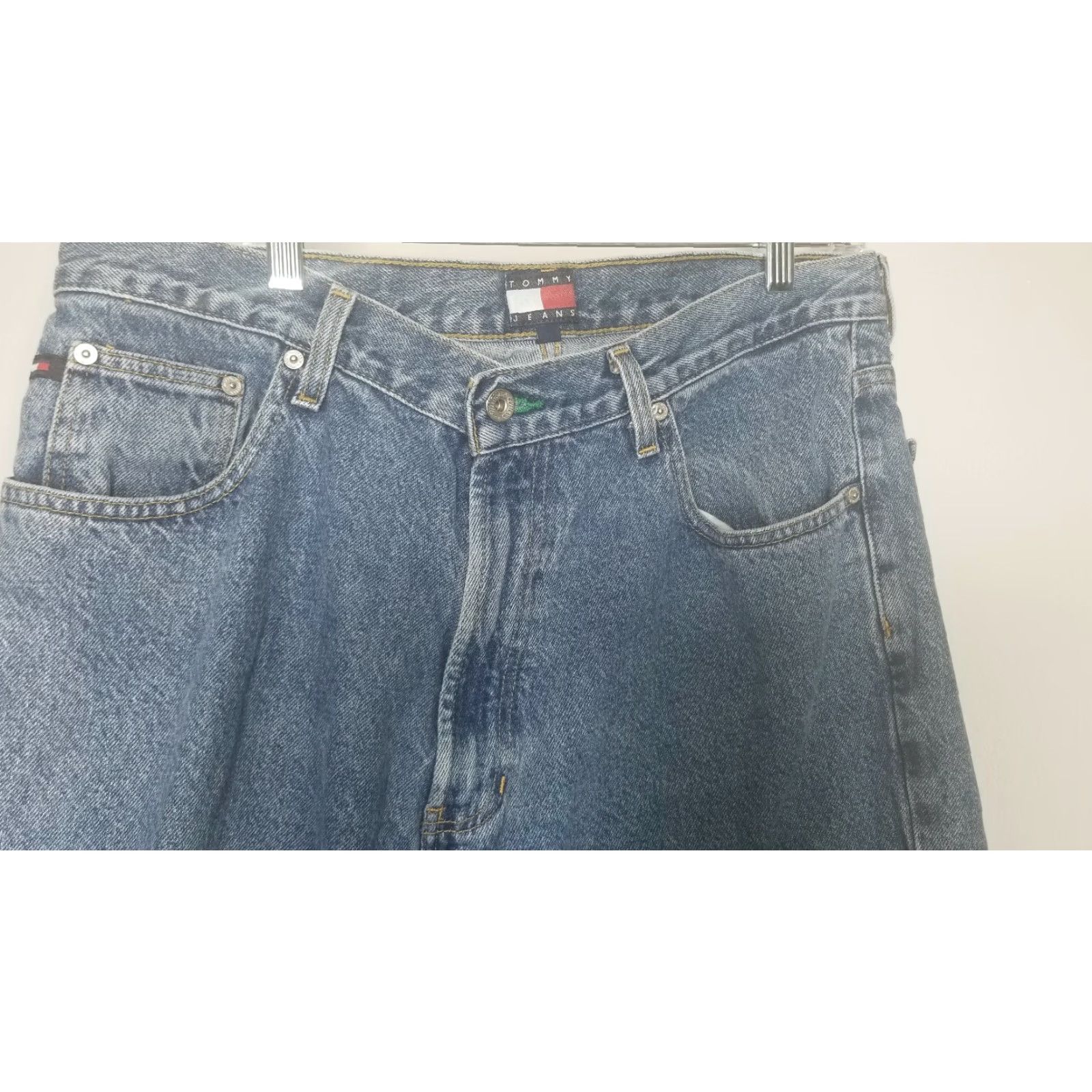 Tommy Hilfiger VINTAGE Tommy Hilfiger Jeans 36X32 Denim Blue Mens 90s Big Flag Straight Jeans Size US 36 / EU 52 - 3 Thumbnail