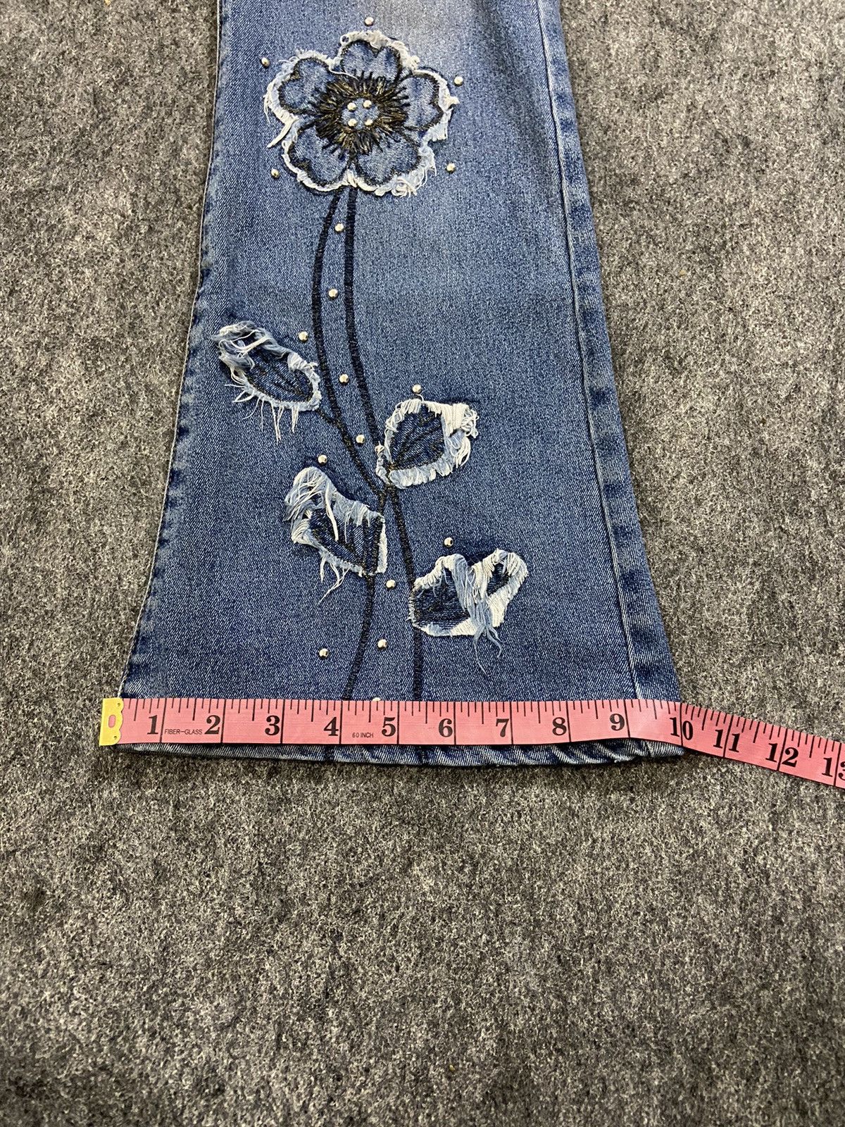 If Six Was Nine Vintage y2k YAGI denim pants flare embroidery floral Size 28" / US 6 / IT 42 - 14 Thumbnail
