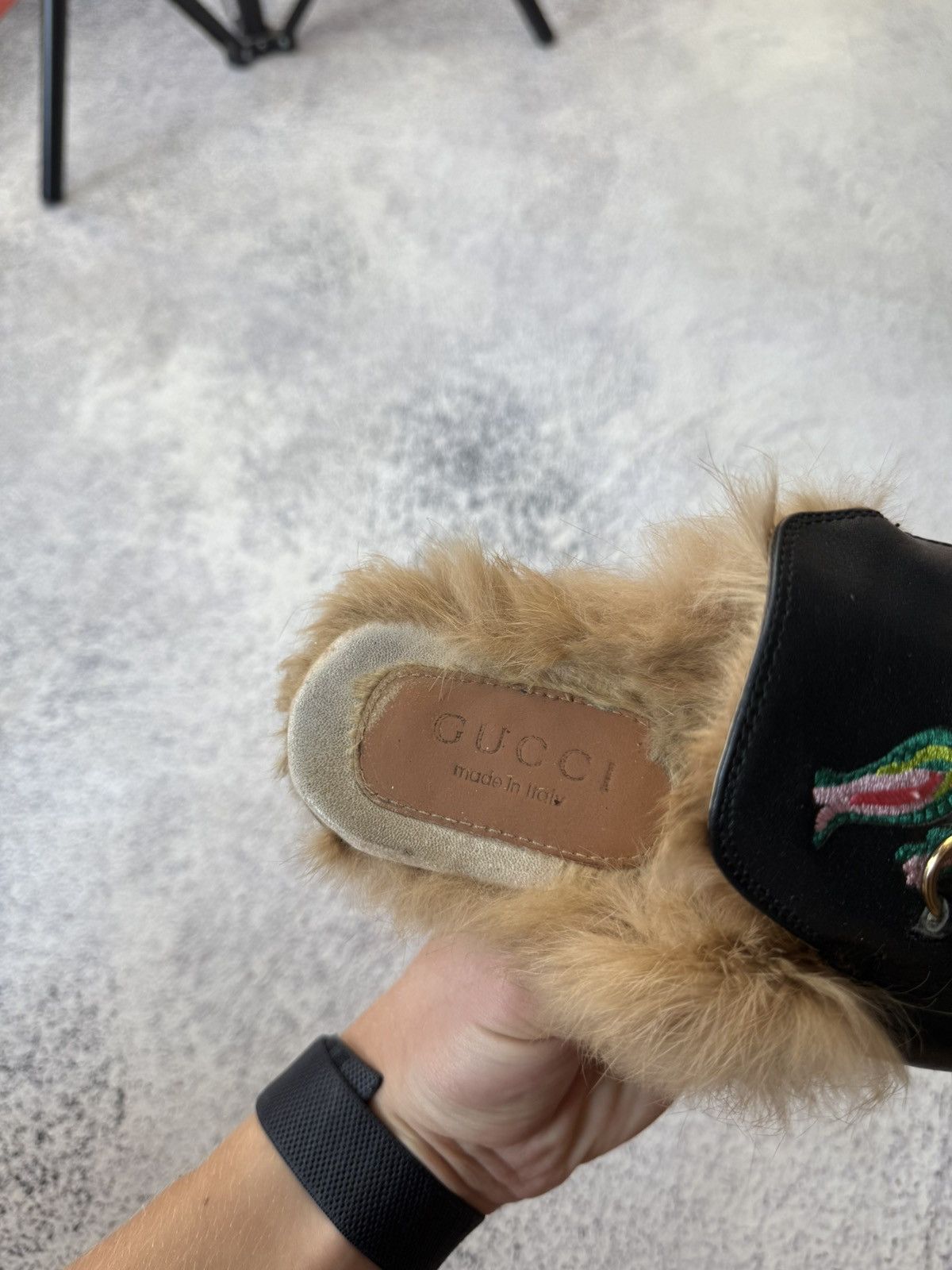 Gucci Gucci Princetown Fur Slippers with Rose Embroidery Size US 5.5 / EU 38 - 20 Thumbnail