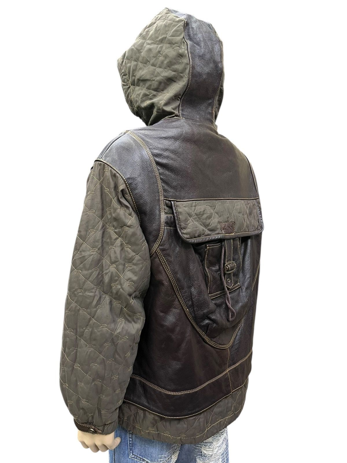Vintage VIANUOVA Insane Rare Hybrid Leather Kangaroo Pocket Jacket Size US M / EU 48-50 / 2 - 5 Thumbnail