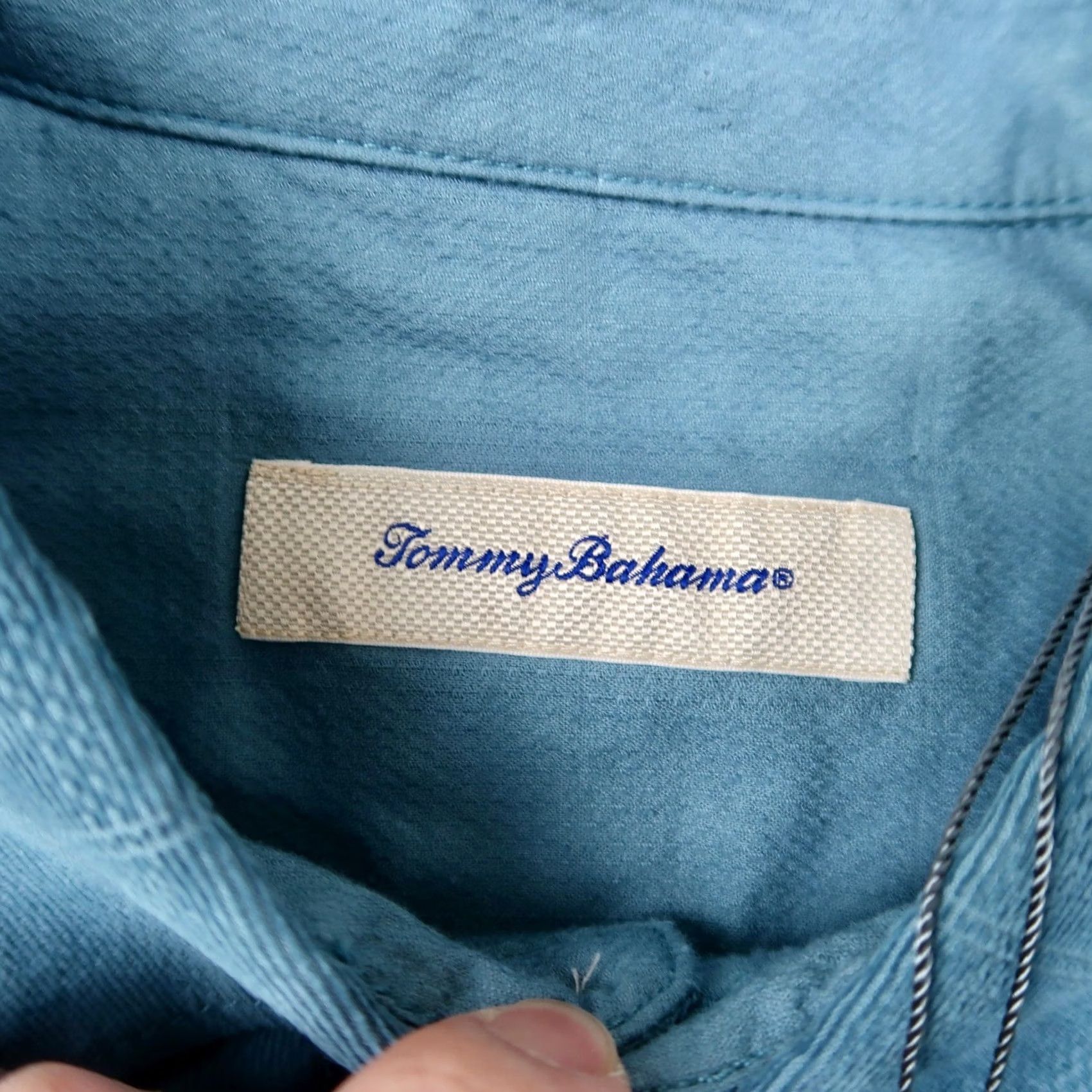 Tommy Bahama Tommy Bahama Mens XL Teal Blue Textured Long Sleeve Button Down Shirt Size US XL / EU 56 / 4 - 6 Thumbnail