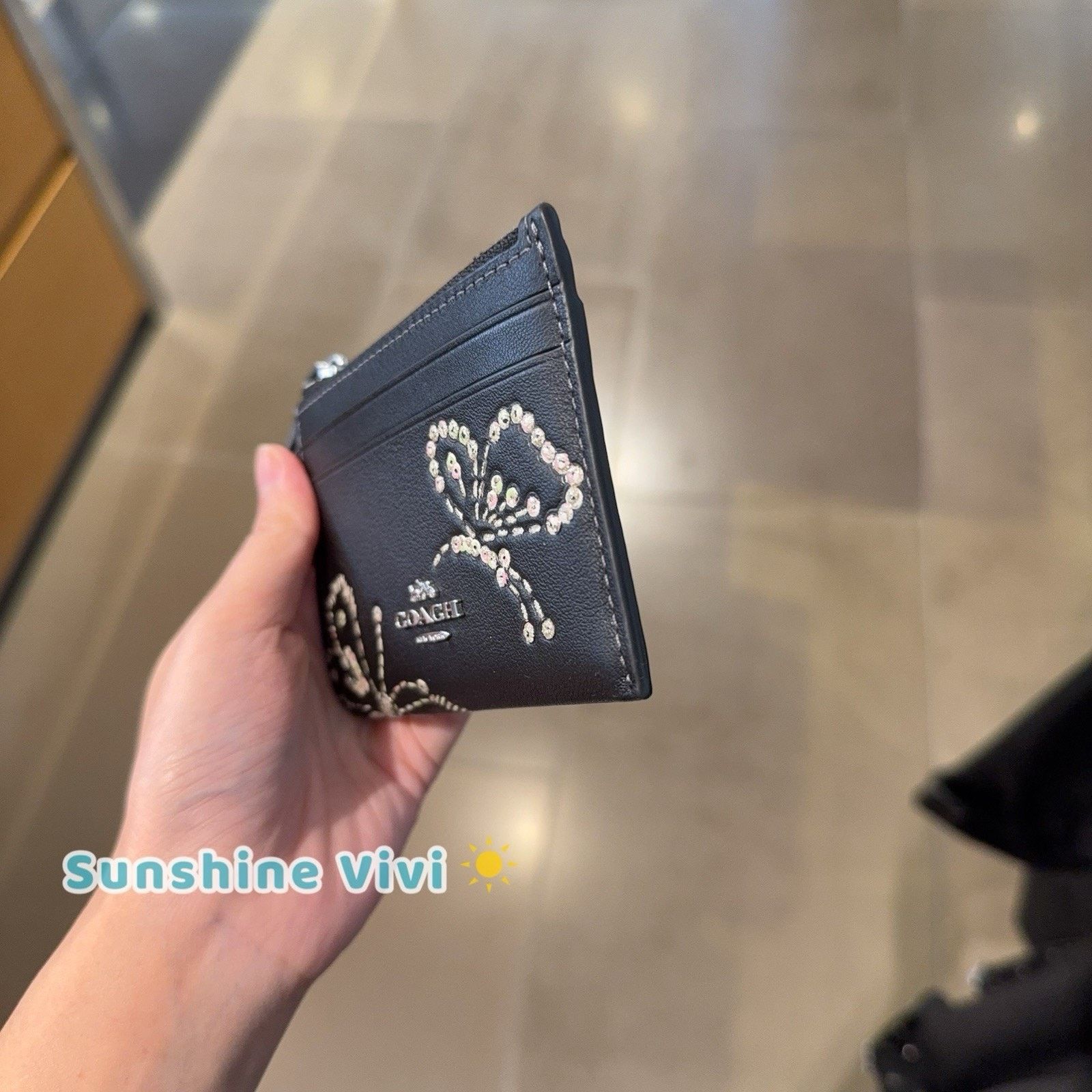 Coach NWT Coach Mini Skinny Id Case Butterfly Print CCM78 Black Size ONE SIZE - 2 Thumbnail