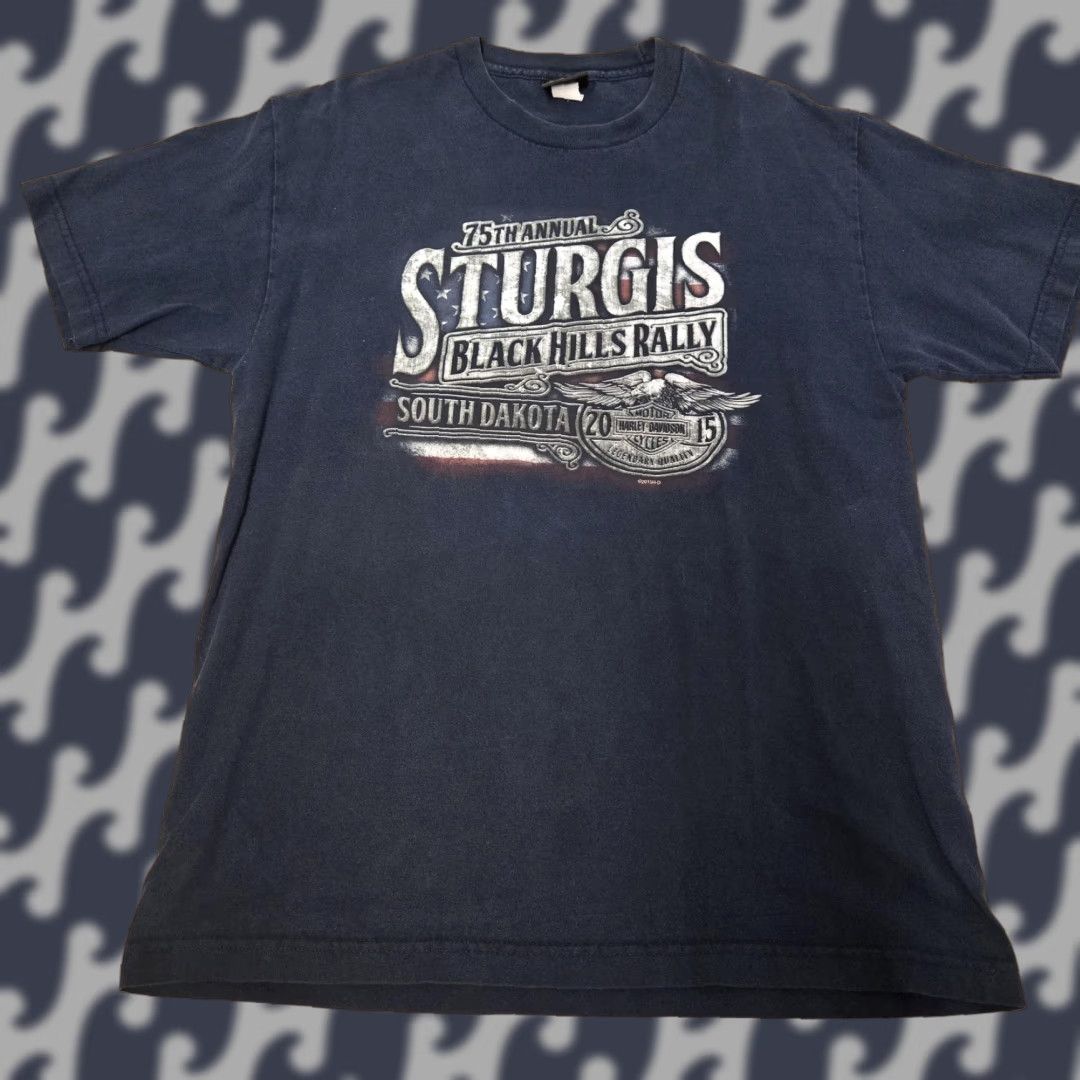 Harley Davidson VINTAGE Harley-Davidson Sturgis Black Hills Rally Shirt Mens XL Blue 2015 Biker Size US XL / EU 56 / 4 - 1 Thumbnail