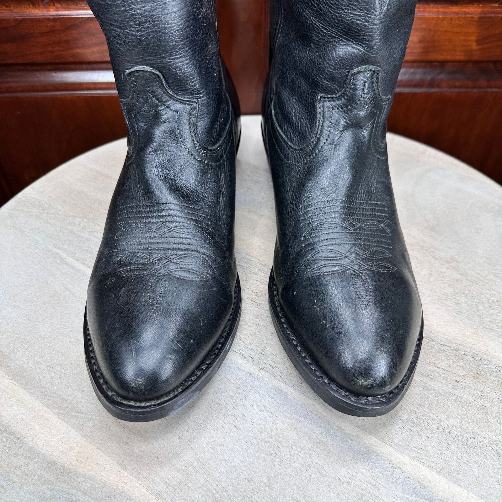 Dingo1969 Dingo Men’s Black Leather Western Cowboy Boots Size 10 EW Size US 10 / EU 43 - 2 Thumbnail
