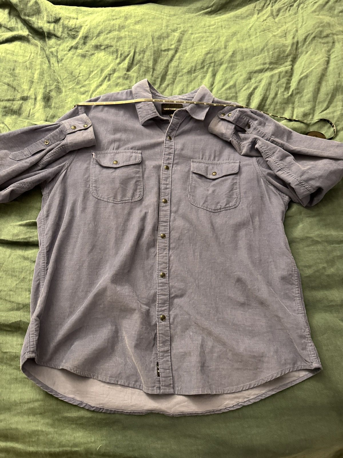 Lucky Brand Lucky Slate Blue Corduroy Button-down | L | Double Pocket Size US L / EU 52-54 / 3 - 8 Thumbnail