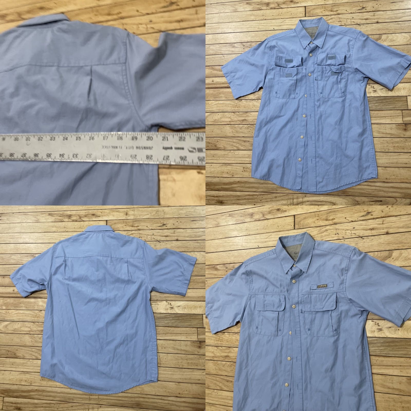 Vintage G.H. Bass & Co. Hiking Shirt Mens S Light Blue Check Ripstop Button-Up Short Sleeve Casual Workwear Size US S / EU 44-46 / 1 - 8 Thumbnail