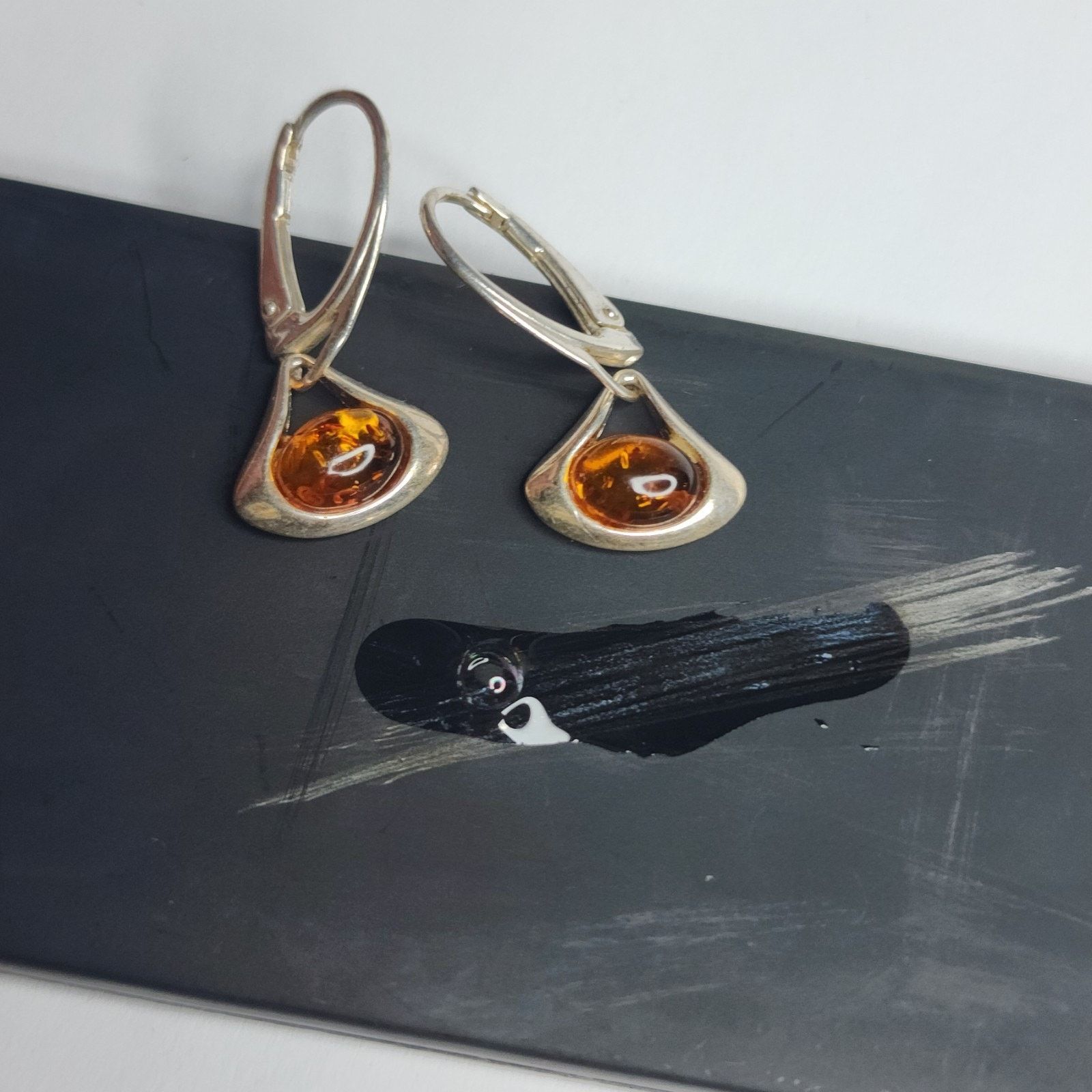 Other Cognac BALTIC AMBER Pear Teardrop Earrings STERLING SILVER Size ONE SIZE - 10 Thumbnail