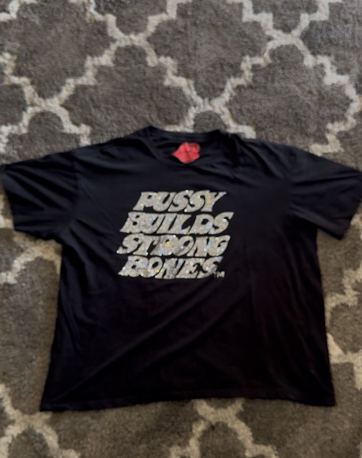 LaRopa Pussy Builds Strong Bones Rhinestones Size US L / EU 52-54 / 3 - 2 Thumbnail