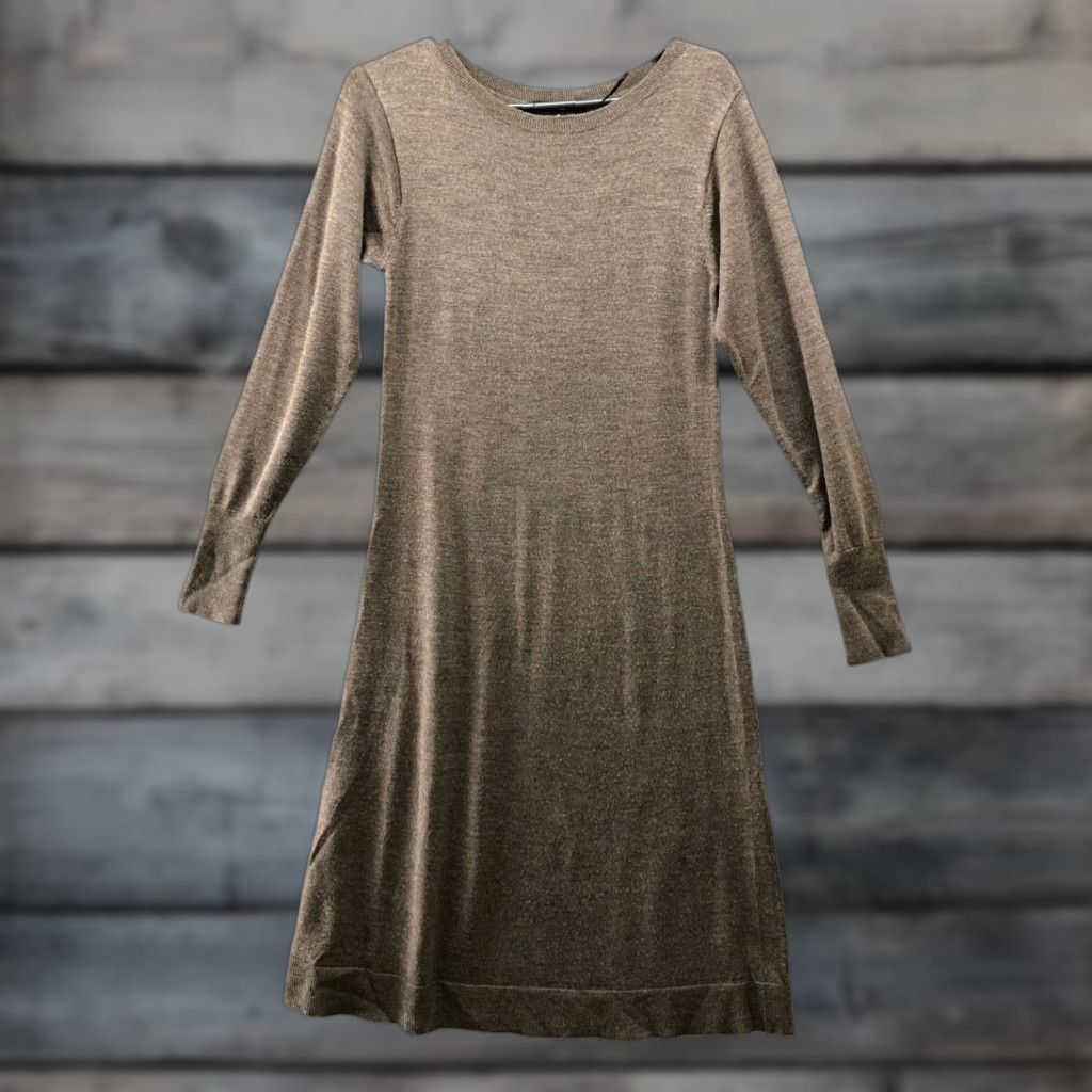 Uniqlo Uniqlo Merino Blend Boat Neck Sweater Dress Women XS Light Brown Midi Lightweight Womens Size XS / US 0-2 / IT 36-38 - 1 Thumbnail