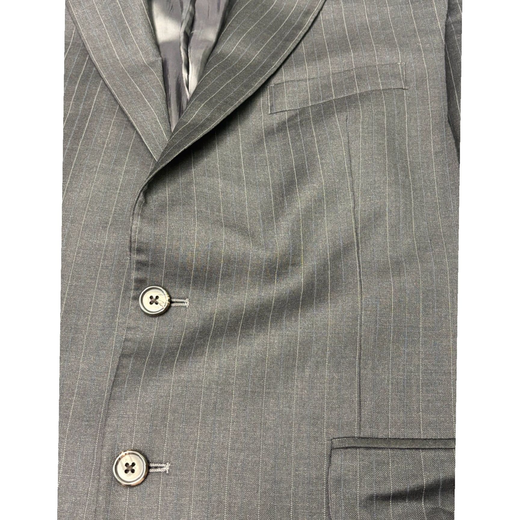Ralph Lauren Lauren Ralph Lauren Mens 42R Wool Pinstripe Suit Jacket Blazer Charcoal Grey Size 42R - 2 Thumbnail