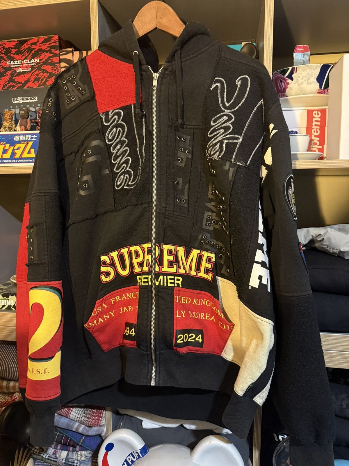 Supreme Supreme Black Patchwork Zip-Up Hoodie SS25 Size US XL / EU 56 / 4 - 2 Thumbnail