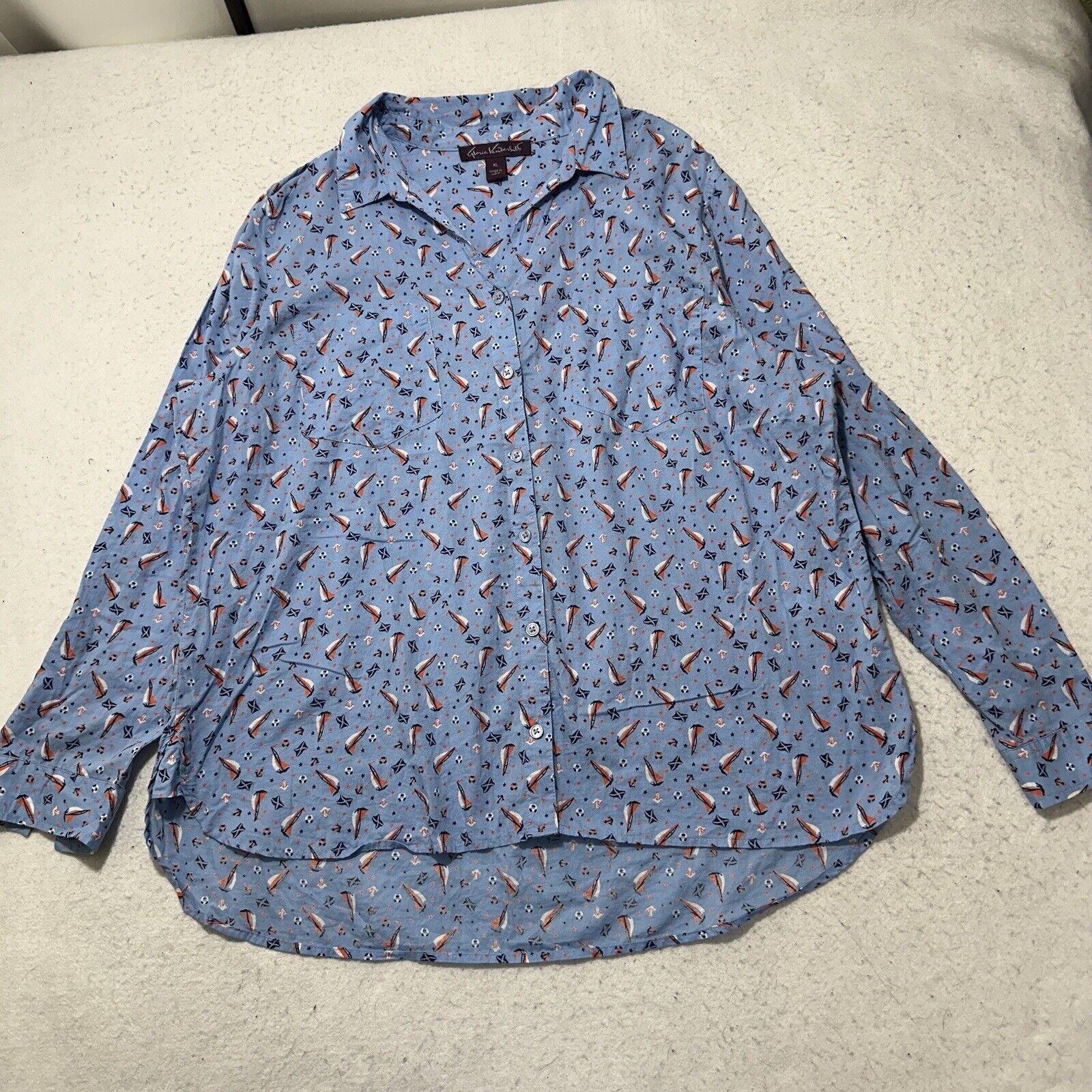 Gloria Vanderbilt Gloria Vanderbilt XL Sleepwear Button Up Shirt Boat Pattern Size XL / US 12-14 / IT 48-50 - 1 Thumbnail