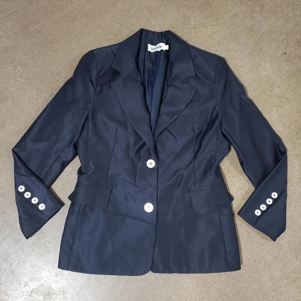 Designer Navy Button Detailed Susielady Business Blazer Size S / US 4 / IT 40 - 1 Thumbnail