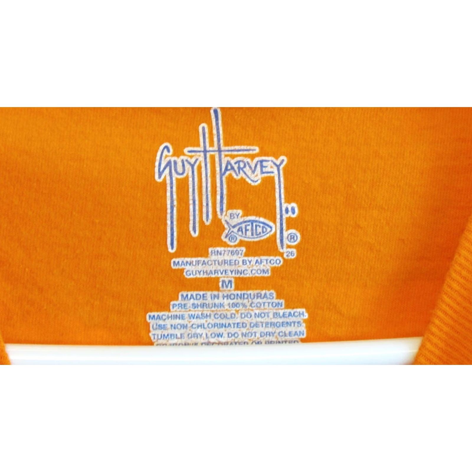 Guy Harvey Guy Harvey Men's Fishing Pocket T-shirt Orange Medium Bass on Back Shirt Short Sleeve Crew Neck Size US M / EU 48-50 / 2 - 4 Thumbnail