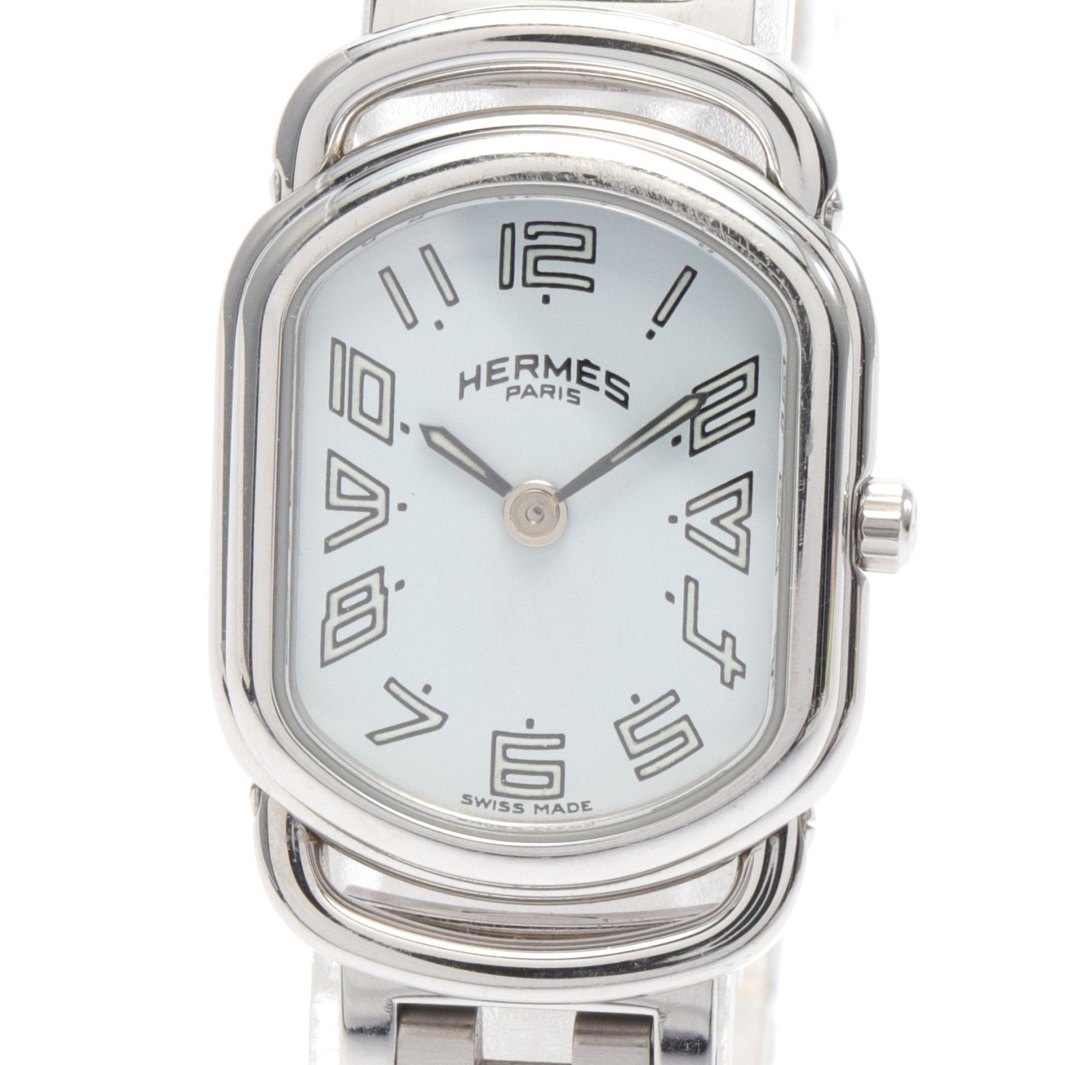 image of Hermes Rally Women Watch Quartz Ss Silver White Dial