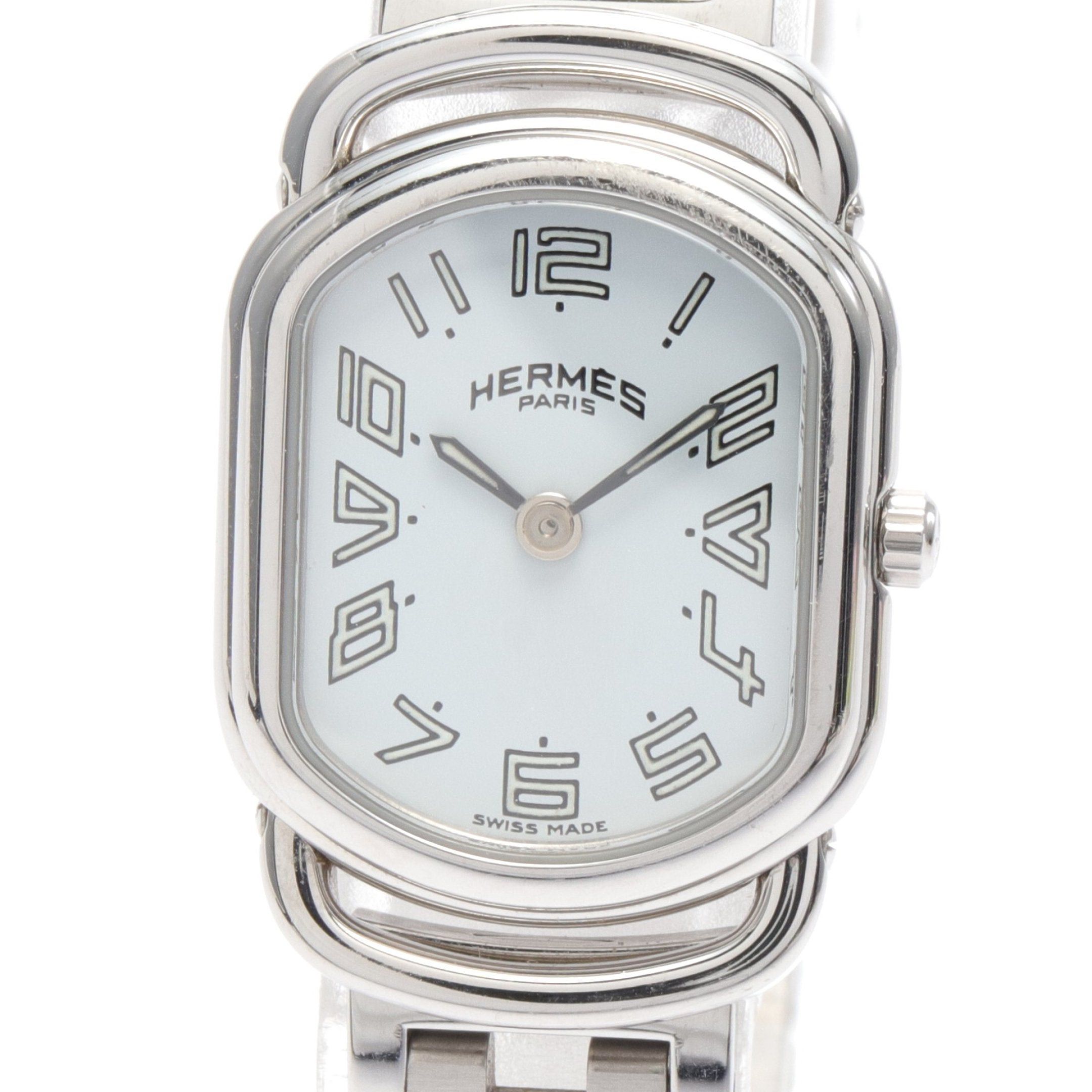 Image of Hermes Rally Women Watch Quartz Ss Silver White Dial