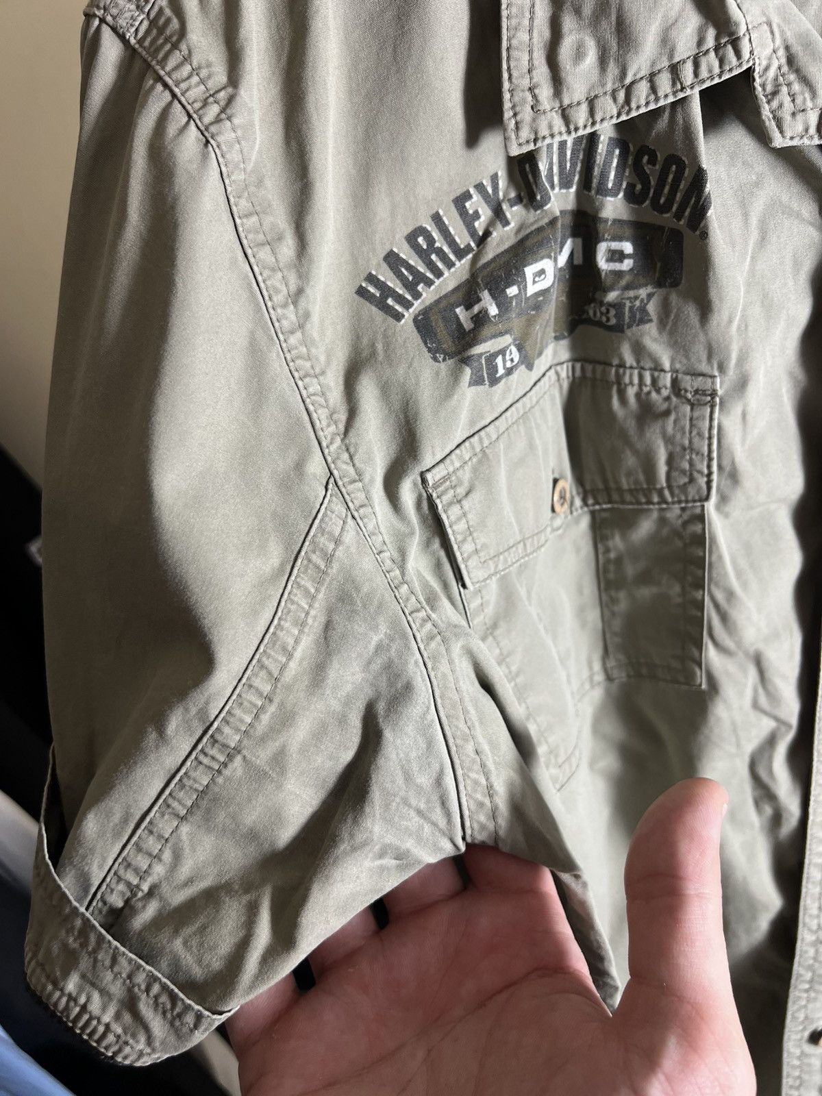Harley Davidson Harley Davidson Mens Button Down Shirt Large Khaki Patch Size US L / EU 52-54 / 3 - 17 Thumbnail