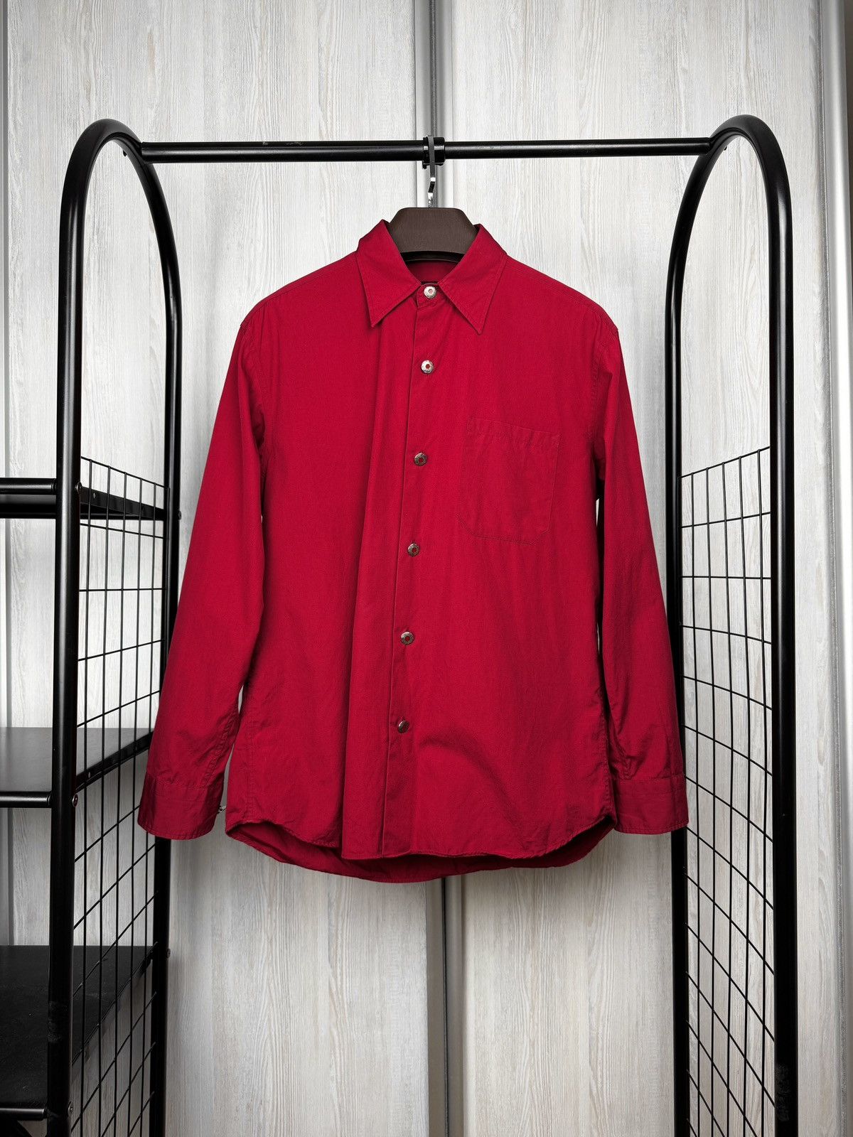 agnes b. agnes b. made in Japan vintage red w/ metal button ls shirt Size US L / EU 52-54 / 3 - 1 Thumbnail