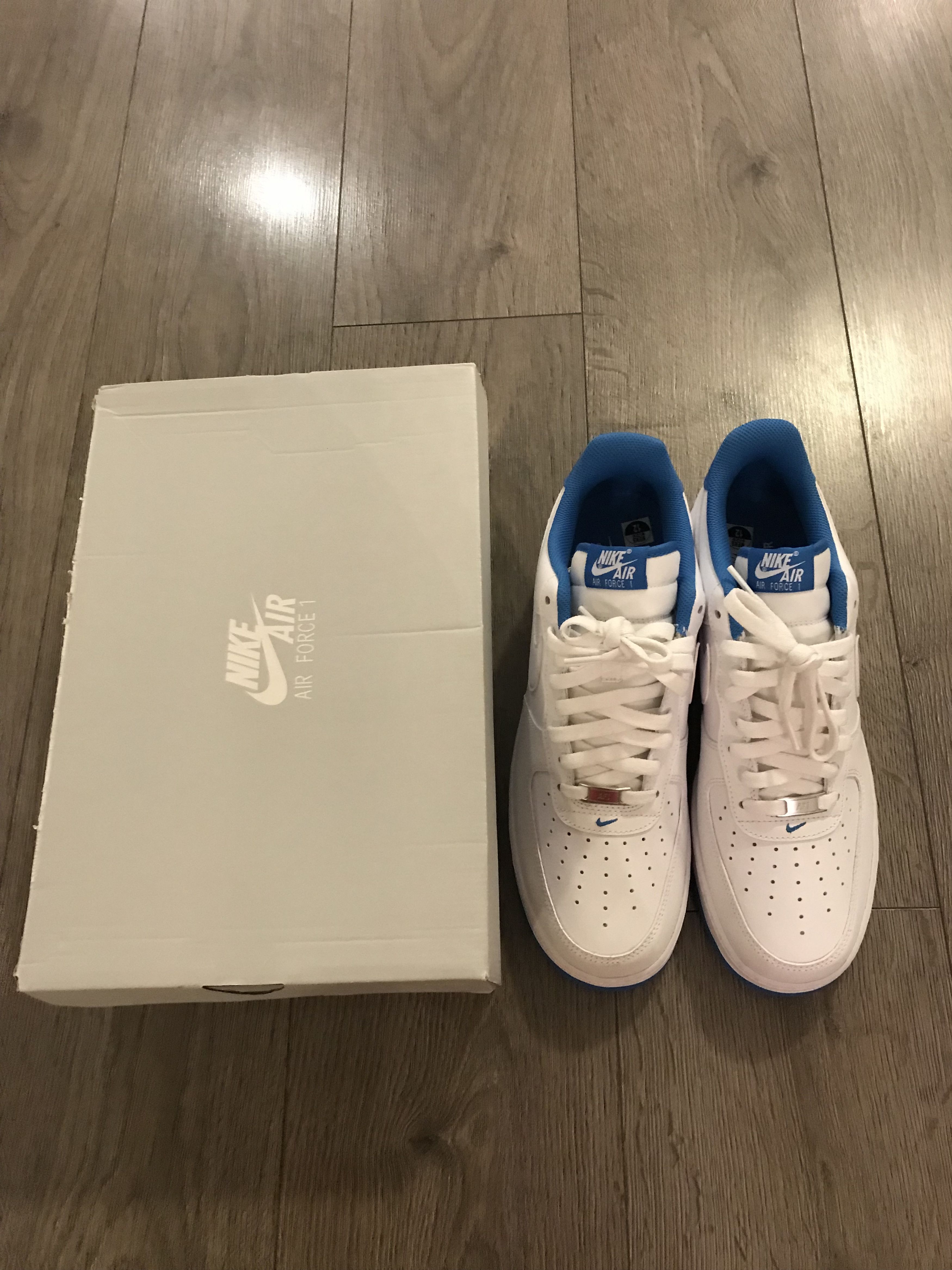 Nike Nike Air Force 1 Low '07 White Light Photo Blue Size US 12 / EU 45 - 5 Thumbnail