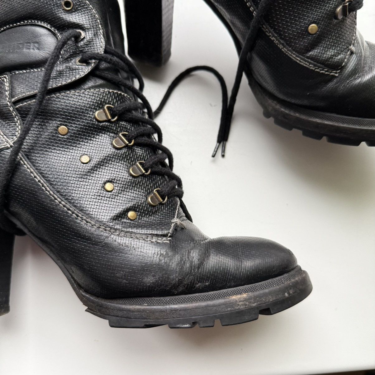 Jil Sander 📌Vintage Jil Sander Leather Avant-Garde Lace-up Heeled Boots Size US 11 / IT 41 - 7 Thumbnail
