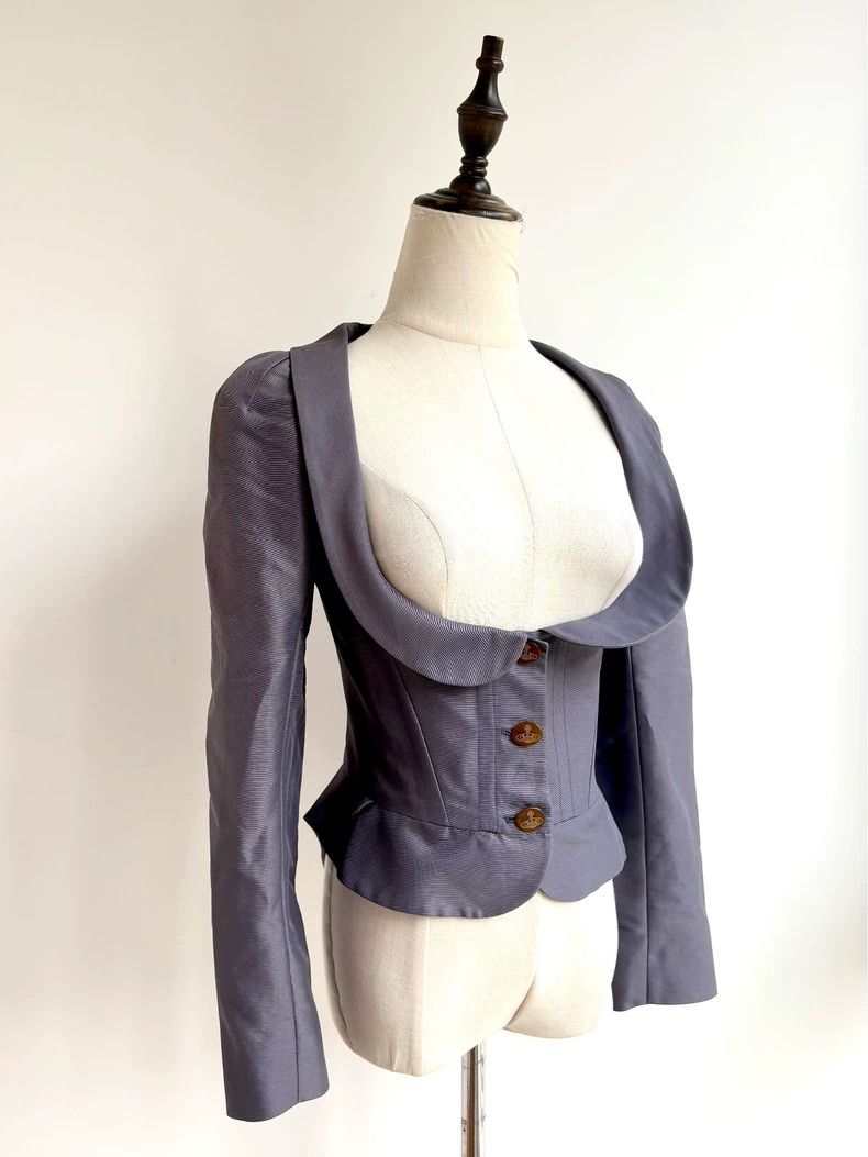Vivienne Westwood Gray pearly collar fishbone suit jacket