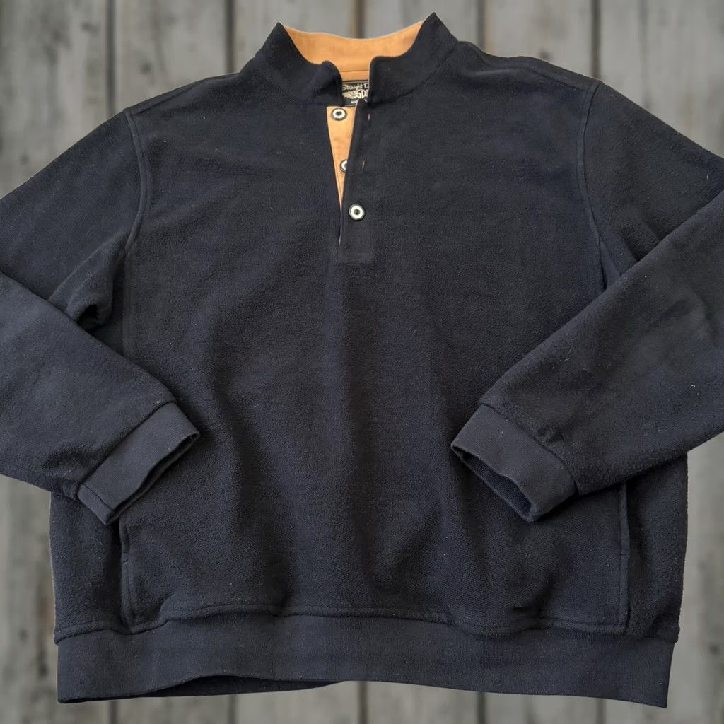 Vintage Straight Down Pullover Sweater Mens XXXL 3XL Black Golfing Jacket 1/4 Button Outdoor Sports Size US XXL / EU 58 / 5 - 1 Thumbnail