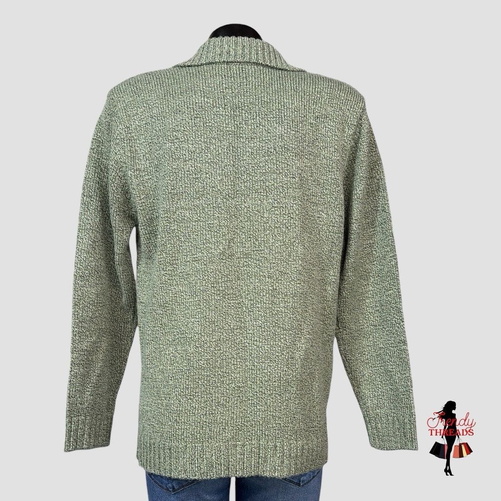 Vintage VTG 80s Mom Sweater Large Cable Knit V Neck Collared Pullove Size L / US 10 / IT 46 - 4 Thumbnail